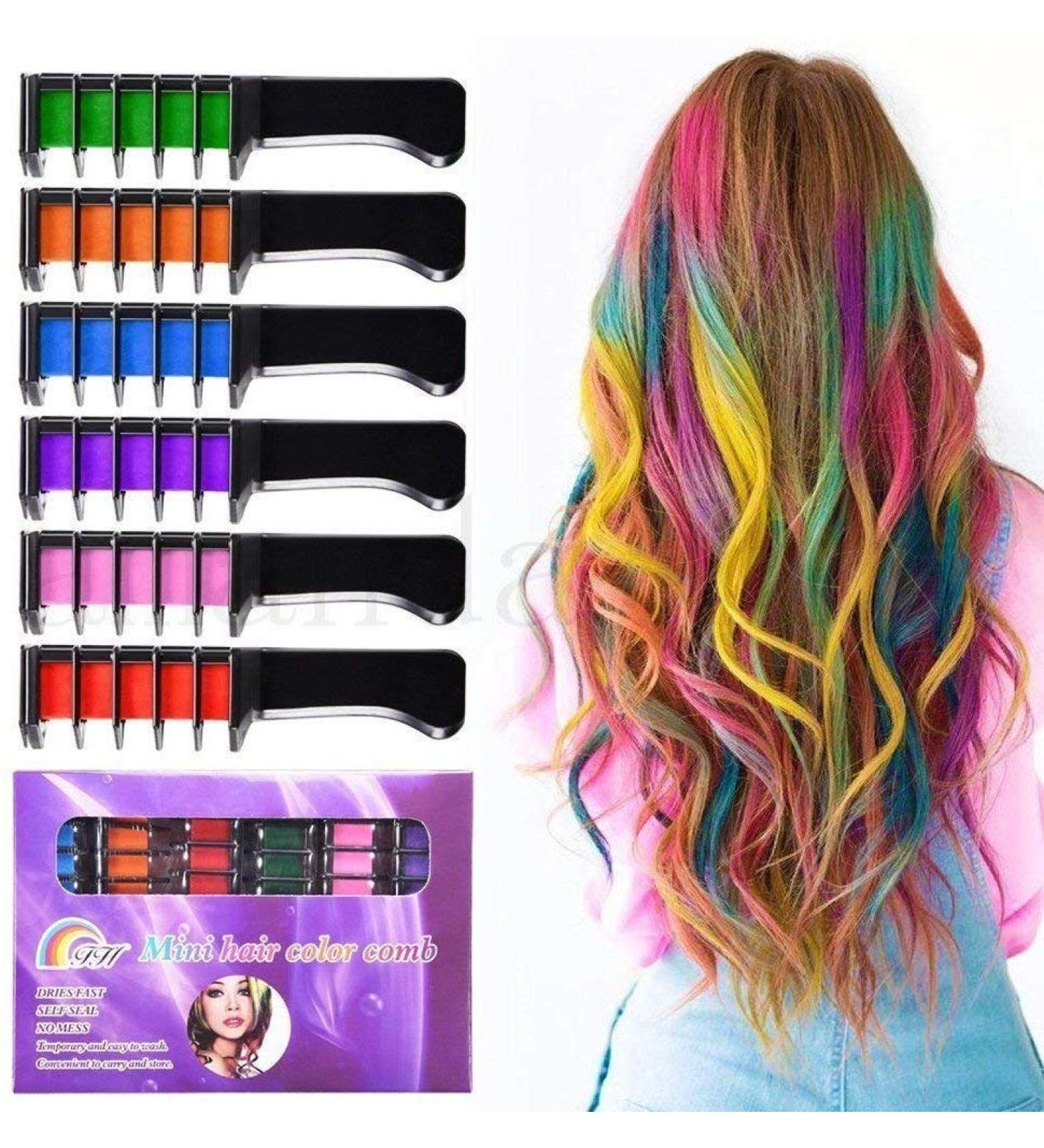 Haircreide Comb - 6 Colors | Temporary Hair Color Markers | Perfect Gifts for Halloween Birthday Parties & Cosplay - Buy Online on GoSupps.com