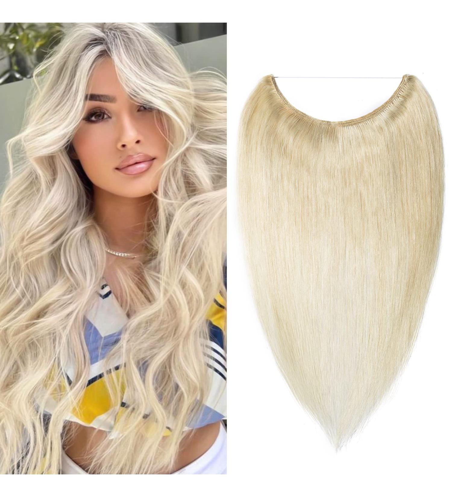 S-noilite Wire Hair Extensions Invisible Wire Extension Human Hair 100% Remy Natural Secret Wire Extensions Real Hair Pieces for Women (20 inch 60 Platinum Blonde) - Buy Online on GoSupps.com