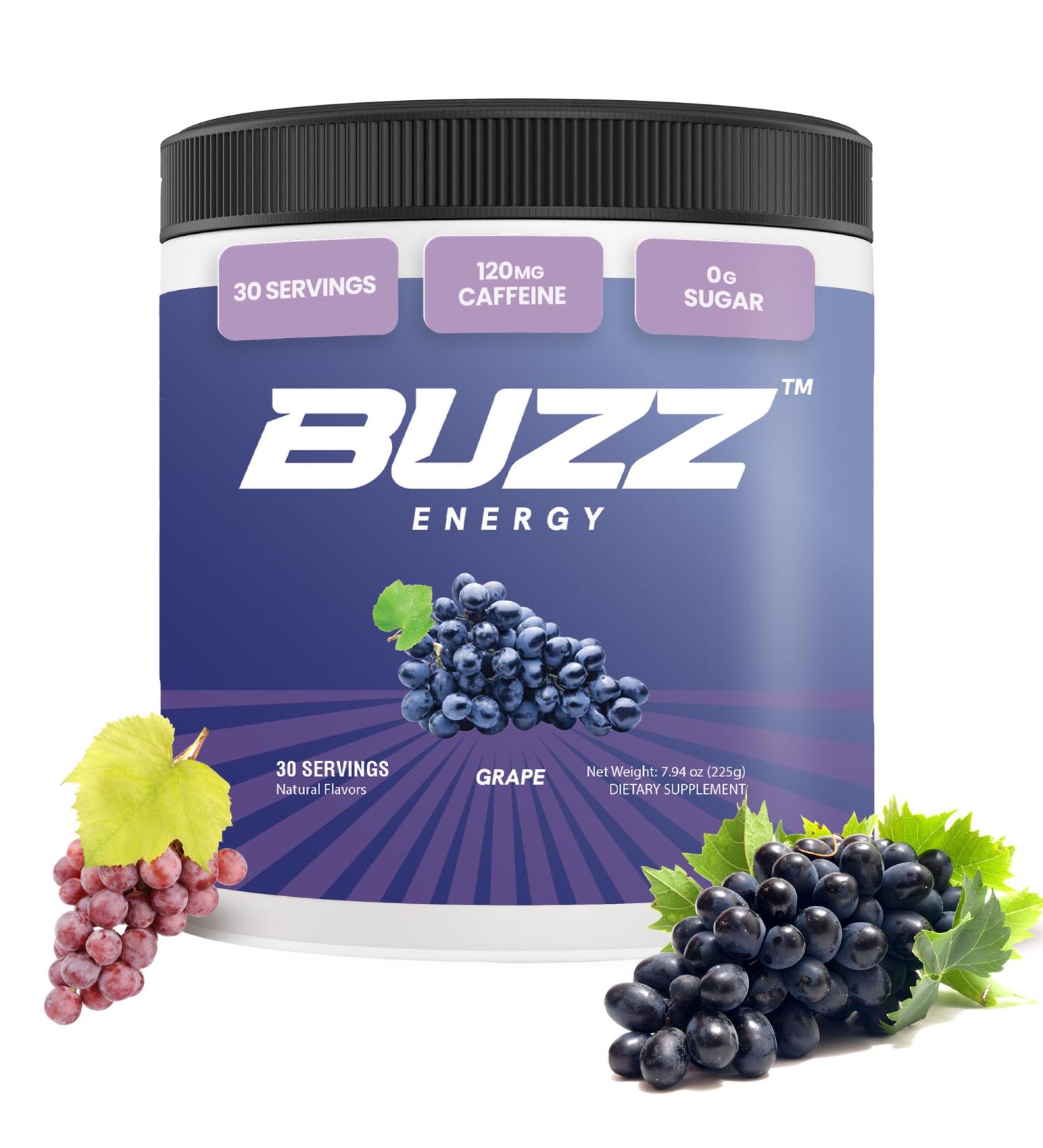 Morning Buzz Energy Powder Grape Drink - Energy Boost Drink Mix - Sugar-Free Energy with Antioxidants - Morning Kickstart and Sports Nutrition Endurance Product - Buy Online on GoSupps.com