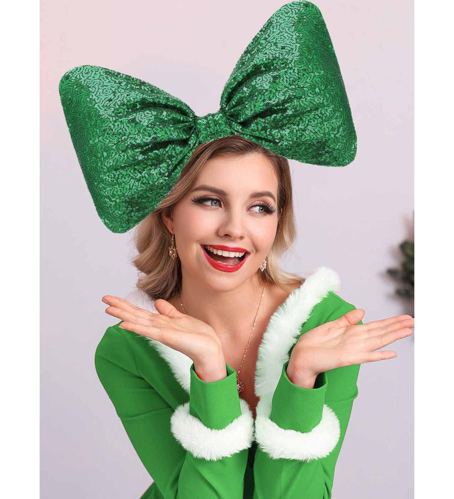 St. Patrick's Day Giant Green Sequin Bow Headband for Women and Girls - Buy Online on GoSupps.com