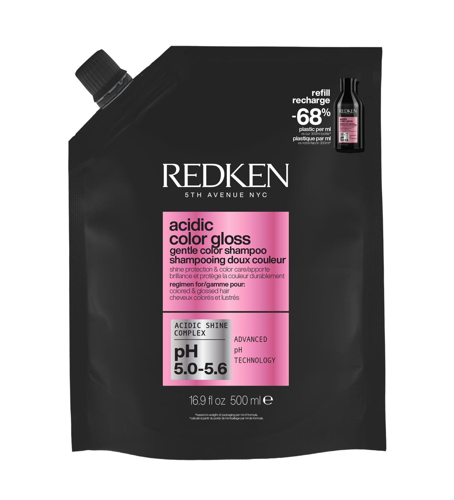 REDKEN Shampoing Doux Protecteur de Couleur Cheveux Color s Prolonge & Sublime la Couleur Formule au pH Acide Acidic Color Gloss 300ml Recharge Shampoing Cheveux Color s 500 ml - Buy Online on GoSupps.com