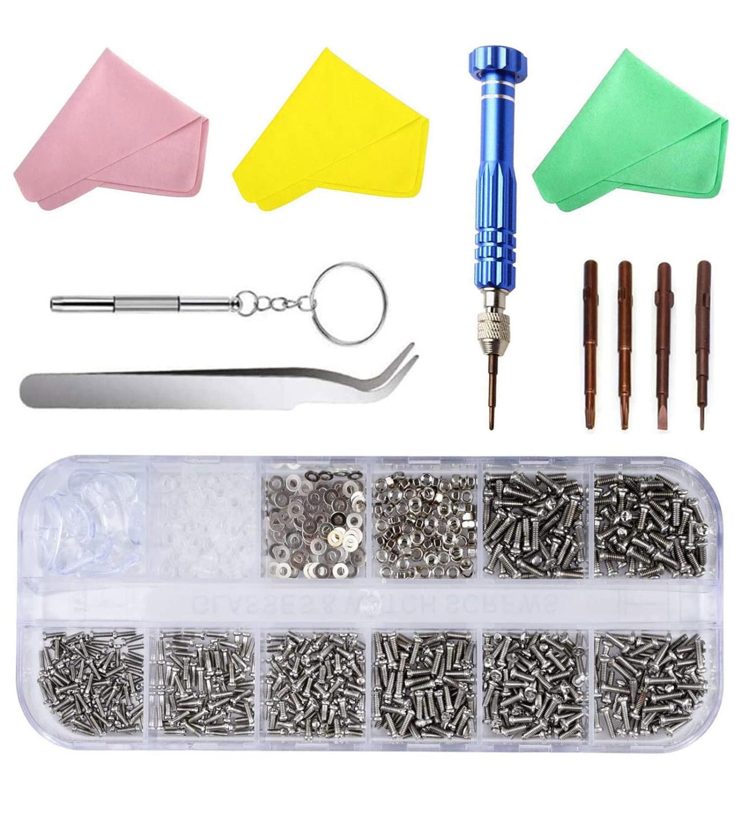 Nutmanel Glasses Repair Tool Set - Complete Sunglasses Repair Kit with Screws Screwdrivers Silicone Nose Pads & Tweezers for Easy Repairs - Buy Online on GoSupps.com