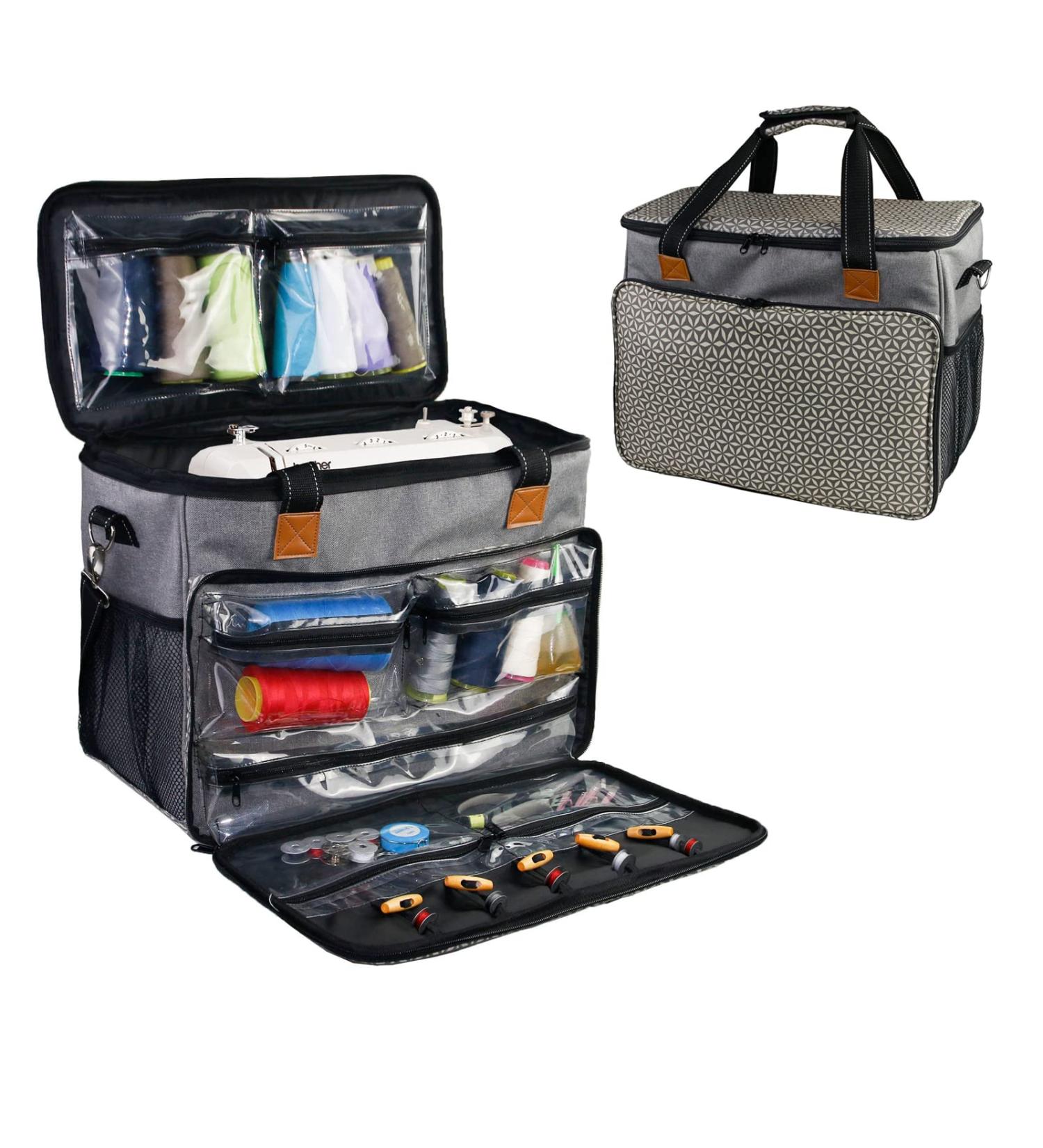 Kungfuking Universal Sewing Machine Carrying Case - Travel Tote Bag for Singer, Brother, Janome & More - Sewing Storage Case with Multiple Pockets - Buy Online on GoSupps.com