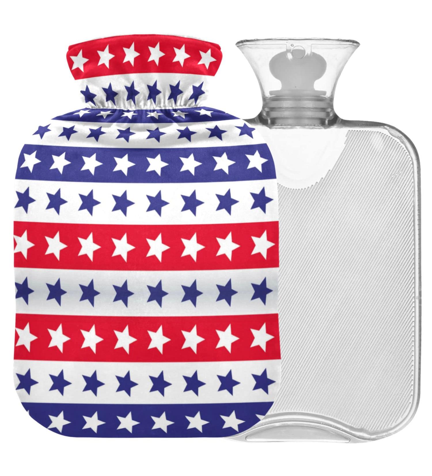 Naanle Stripes American Hot Water Bottle 1L | Transparent Bag | Heat Therapy & Pain Relief for Bed Hands & Feet - Buy Online on GoSupps.com