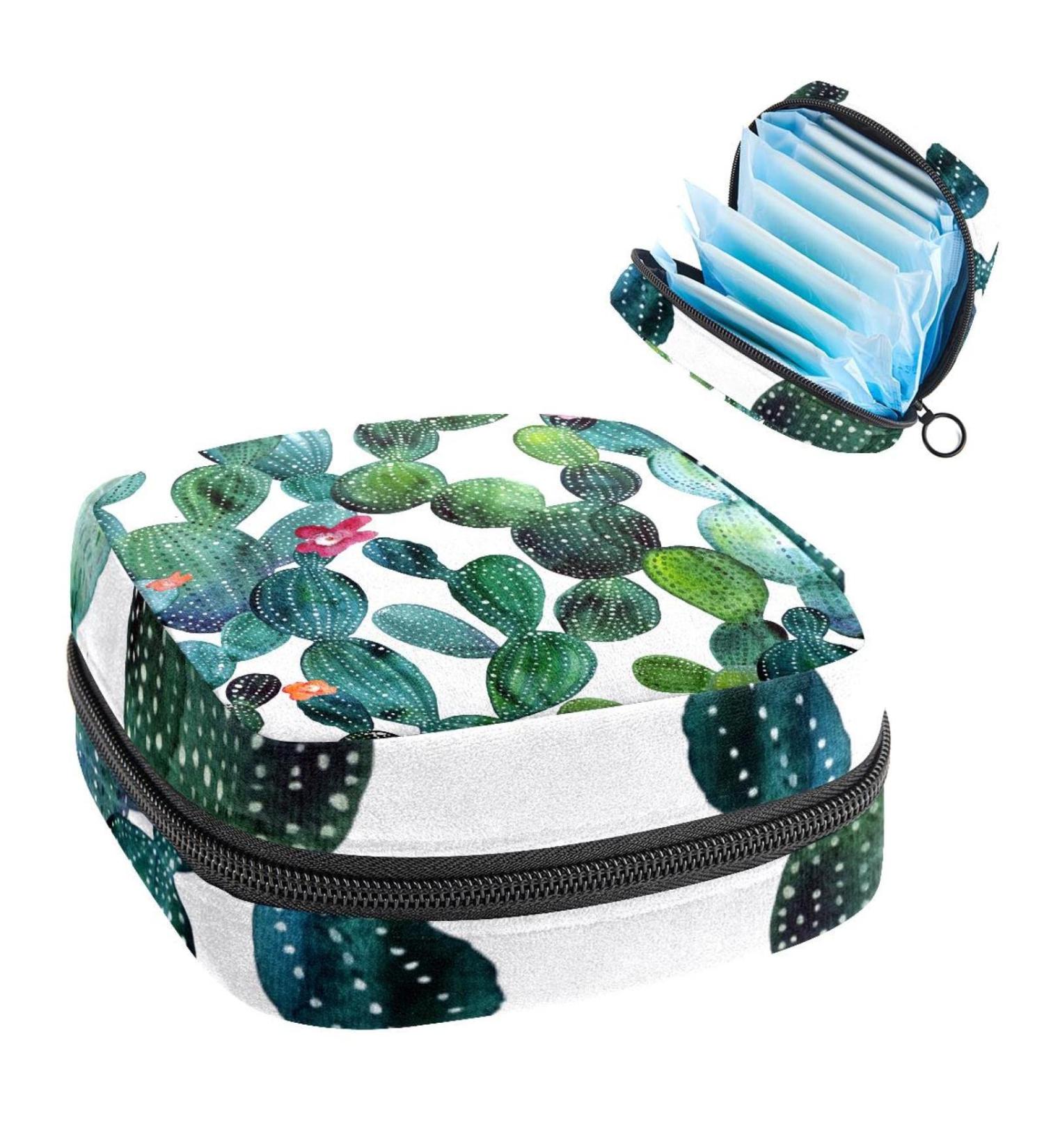 Shop Women's Bonds Storage Bags - Watercolor Cactus Flower Portable Feminine Product Kit | International Shipping - Buy Online on GoSupps.com