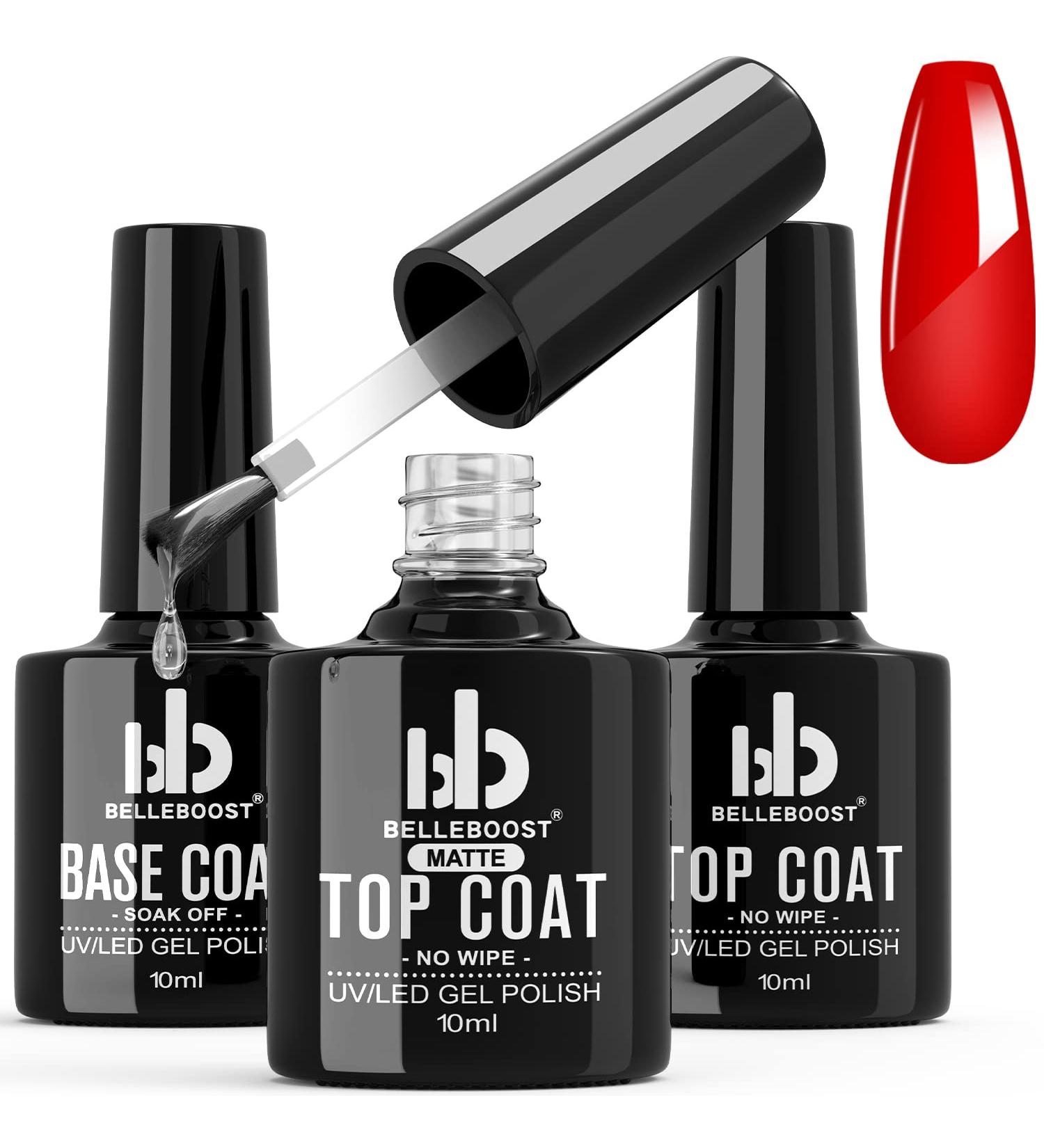 Matte High Gloss Base Coat Top Coat Gel Set - Long Lasting Shine | 3Pcs 10ml/Bottle - Buy Online on GoSupps.com