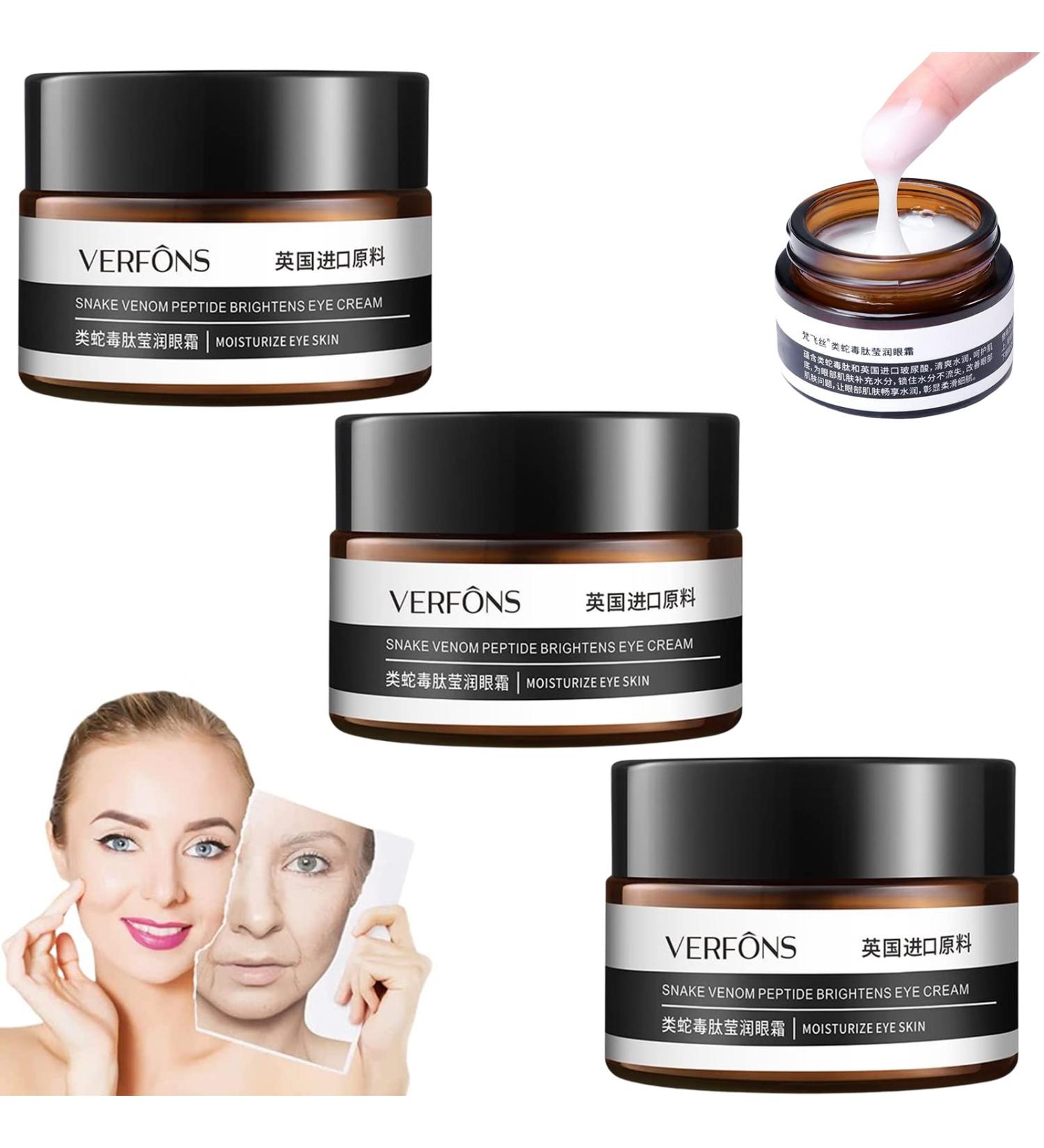Verfons Firming Eye Cream - Snake Venom Peptide Anti-Wrinkle Gel for Dark Circles, Puffiness & Wrinkles (3 Pack) - Buy Online on GoSupps.com