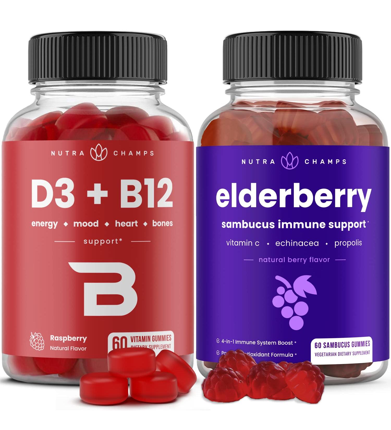 NutraChamps Vitamin B12 Gummies and Elderberry Gummies Bundle - Buy Online on GoSupps.com