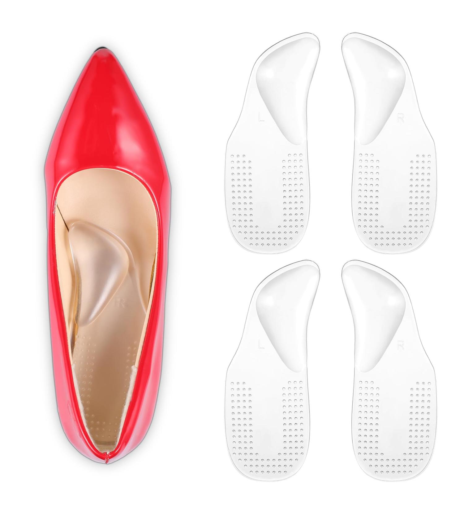 2 Pairs Gel Arch Support Cushions for Men & Women - Reusable Adhesive Inserts for Flat Feet Pain Relief - Clear Foot Pads (5.7x2.2 Inch Size S - Buy Online on GoSupps.com