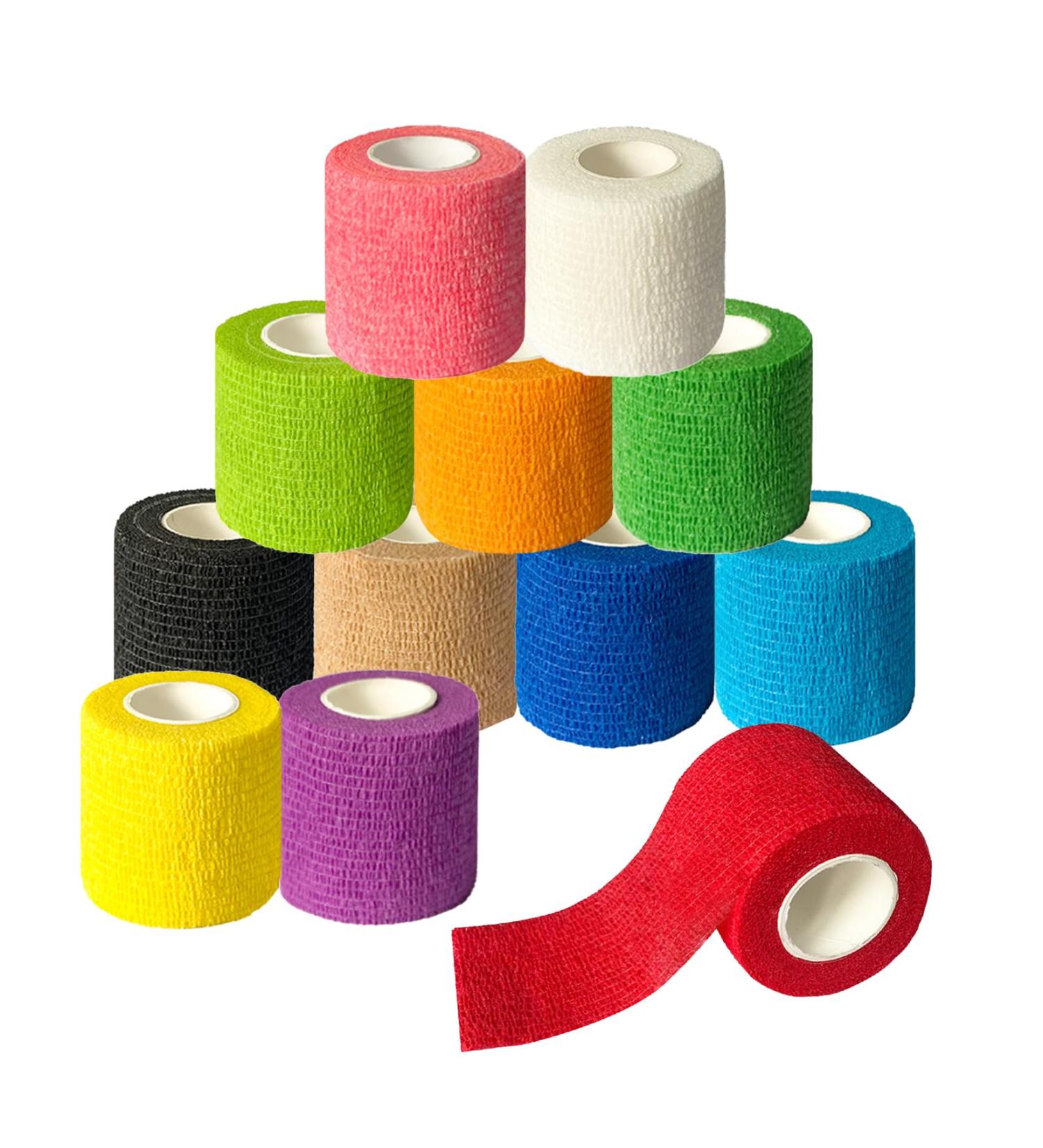 Jurcicat Self-Adhesive Bandage - 12 Rolls (7.5cm x 4.5m) | Air Permeable First Aid & Sports Injury Protection for Humans & Dogs - Buy Online on GoSupps.com