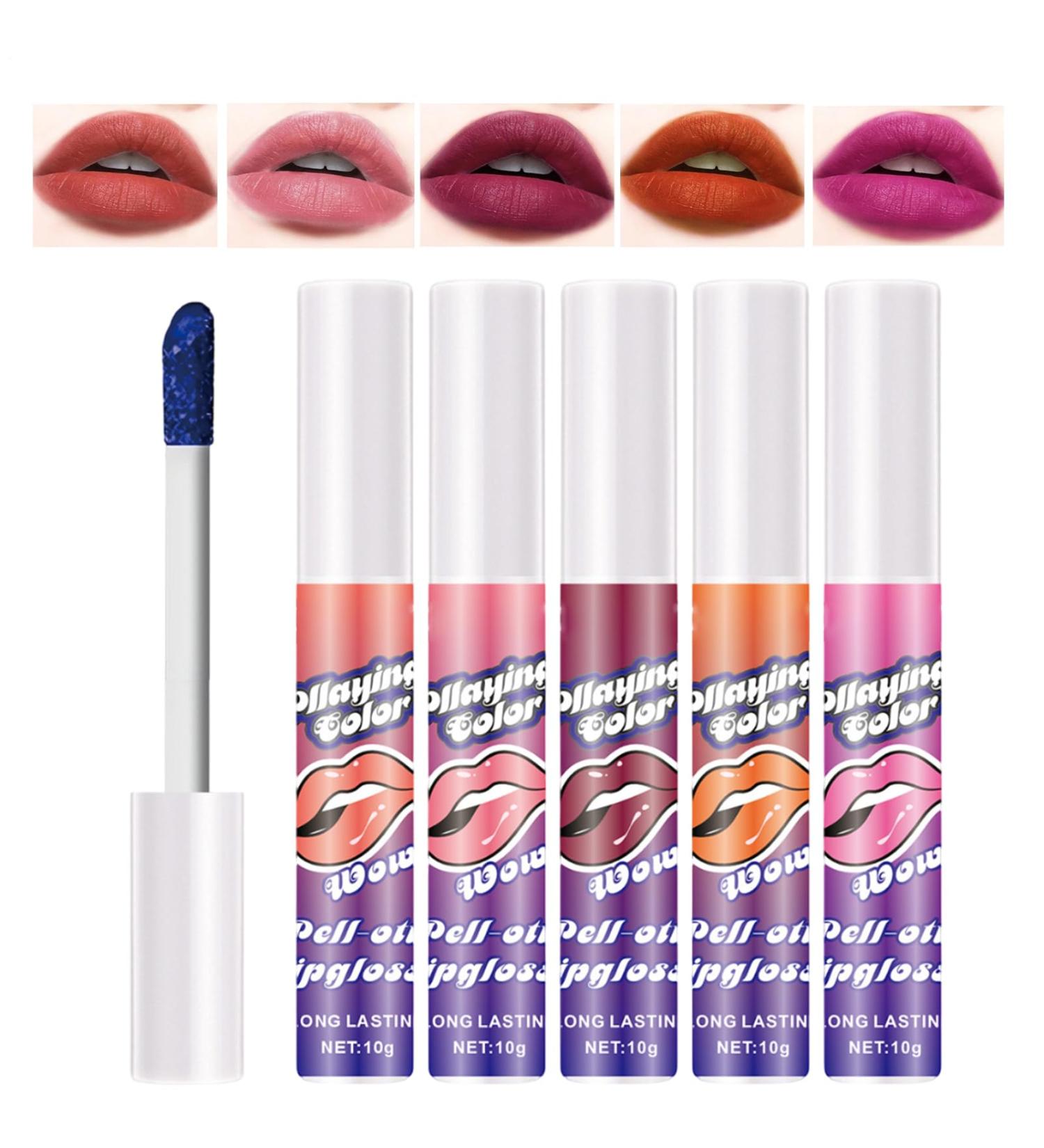 Lip Stain - 5x Waterproof Lip Tint Matte Lip Gloss Long-Lasting Lipstick Set Non-Stick Cup for Vibrant Lip Color Lip Stain - Buy Online on GoSupps.com