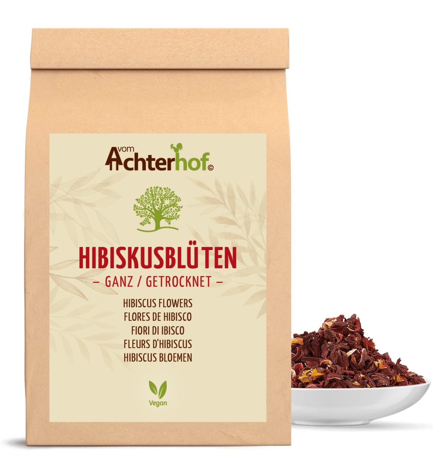 Dried Hibiscus Flowers 1000g - Edible Slightly Sour & Fruity Taste | Perfect for Tea Salads Desserts & More | Achterhof Quality - Buy Online on GoSupps.com