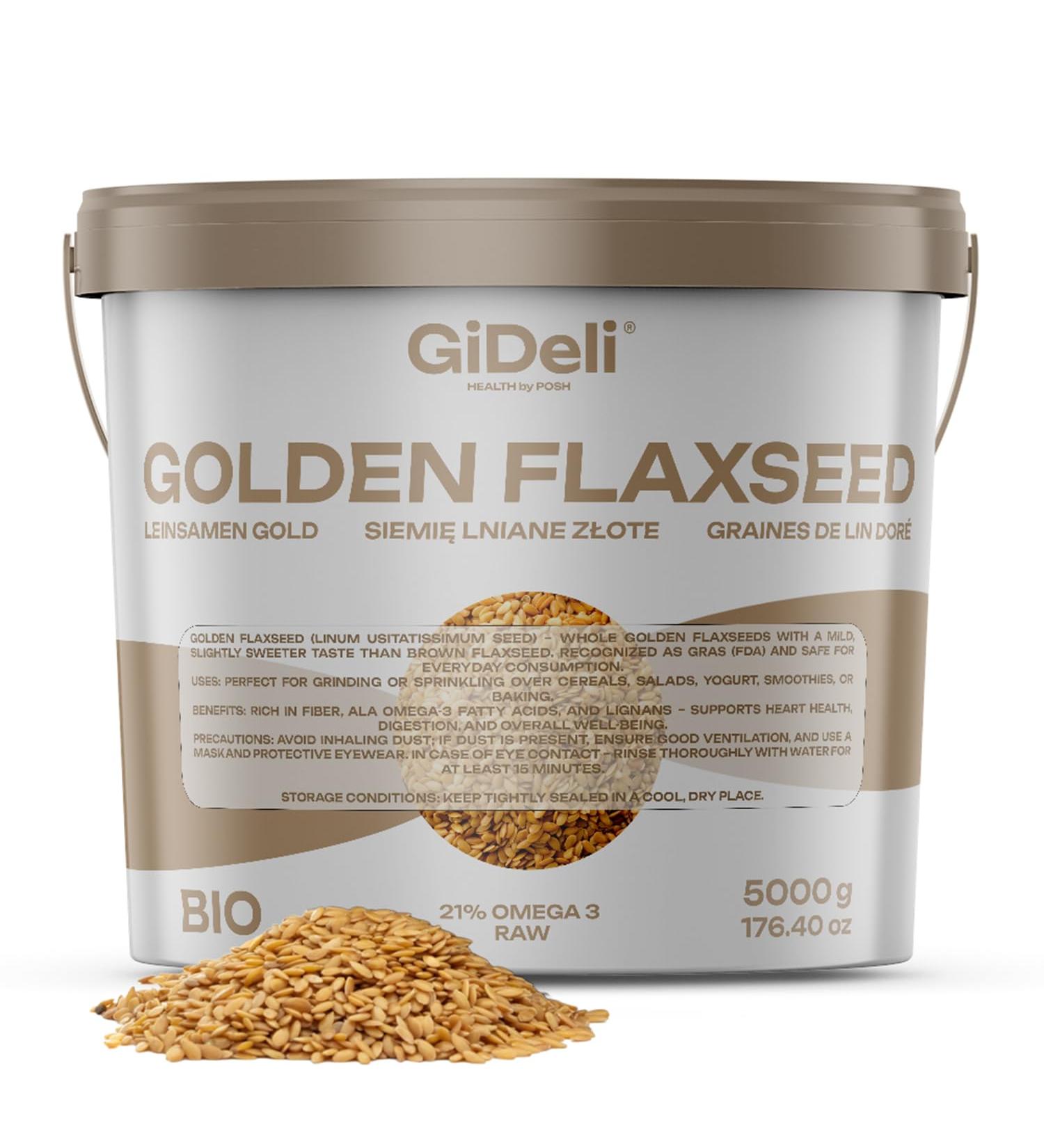  GiDeli GiDeli Golden Flax Seeds 5 kg of whole raw seeds omega-3 and fiber ideal for smoothies cereals etc. - Buy Online on GoSupps.com