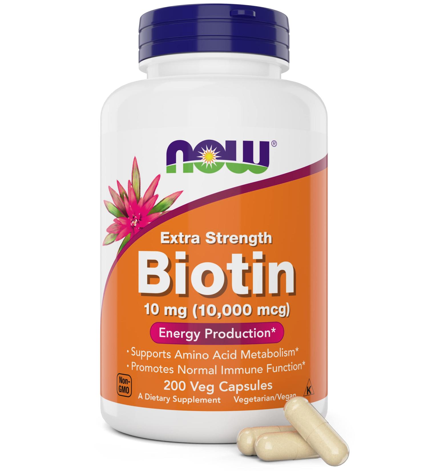 NOW Foods Biotin 10 mg Extra Strength - 200 Vegetarian Capsules - Supplement - Buy Online on GoSupps.com
