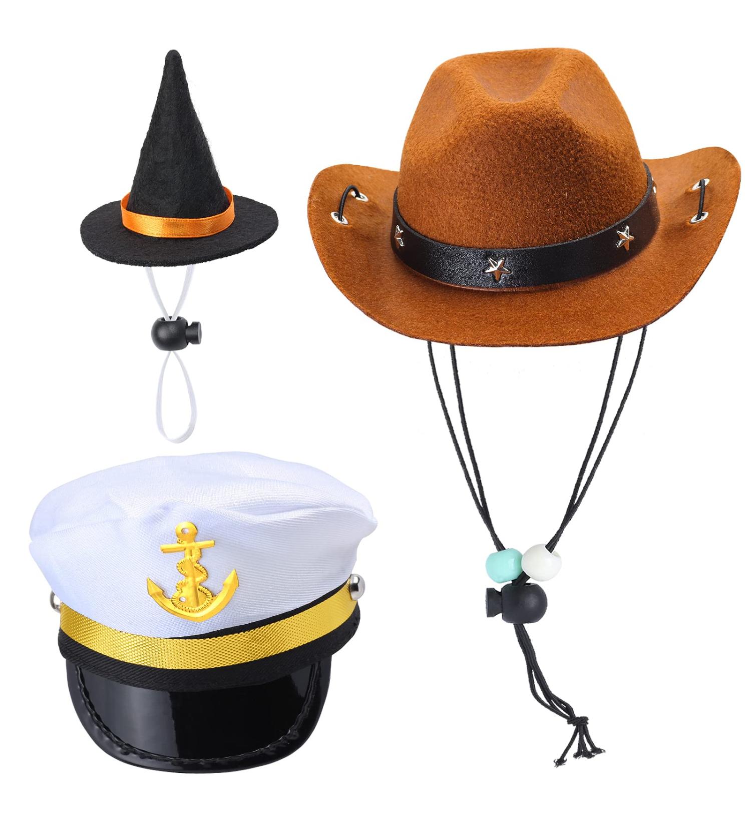 Yewong Pet Sailor Captain Cowboy Witch Hat Set for Halloween Party - 3 Pieces - Buy Online on GoSupps.com