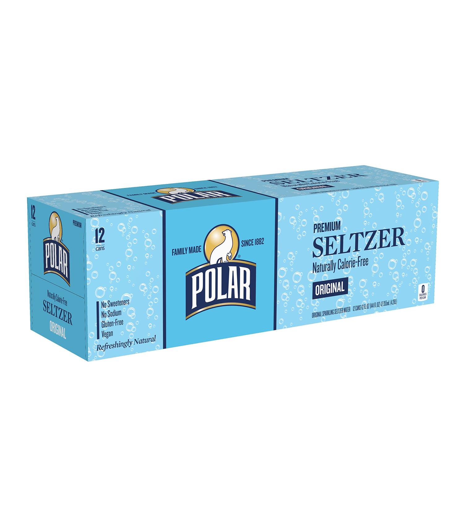 Polar Seltzer Water Original 12 fl oz Cans - 12 Pack | Refreshing Sparkling Water - Buy Online on GoSupps.com