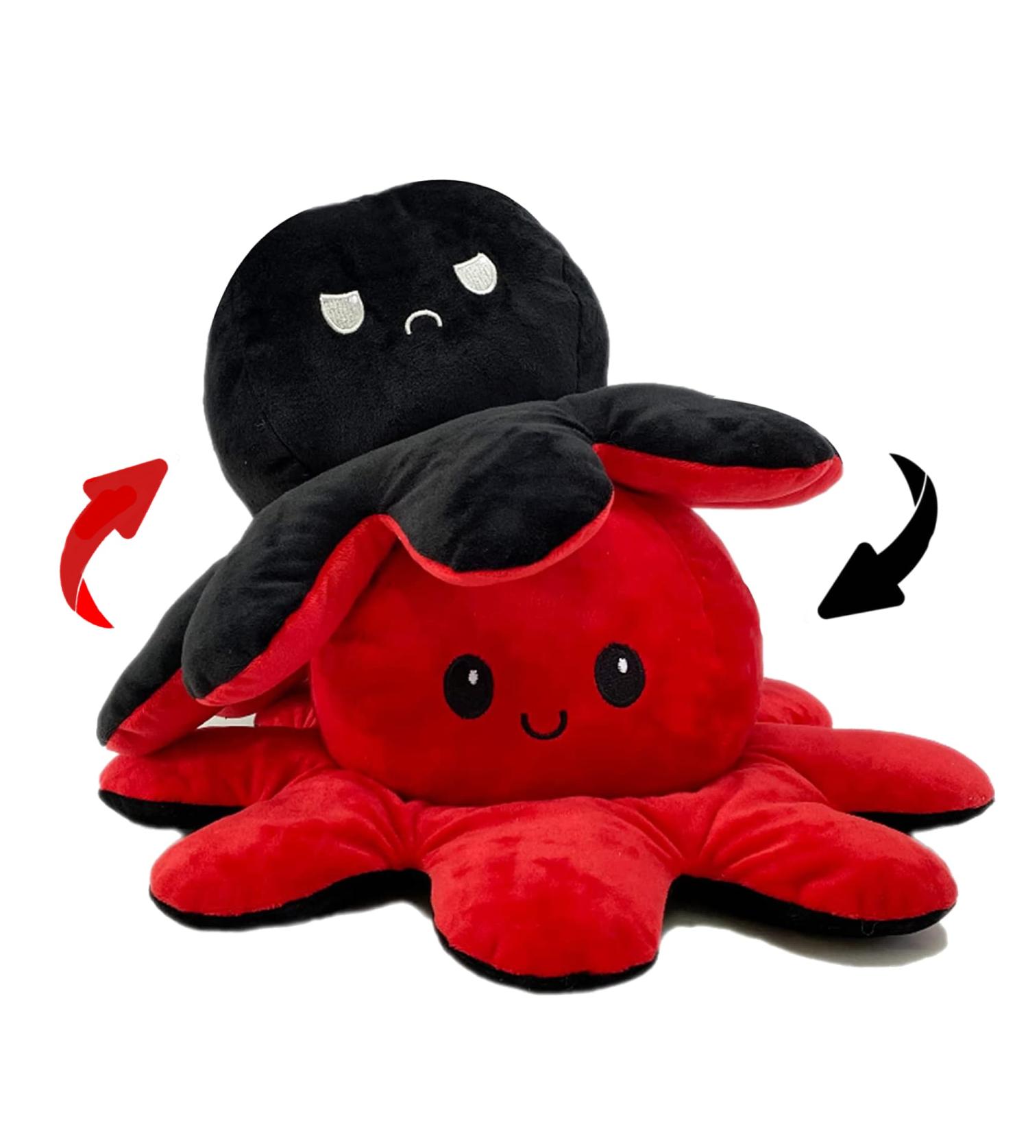 COLORS Giant Reversible Octopus Plush - Happy and Sad Moody Octopus Stuffed Toy - 20cm Reversible Emotion Octopus Plushie - Sun-Moon Design (Yellow/Red) - Buy Online on GoSupps.com