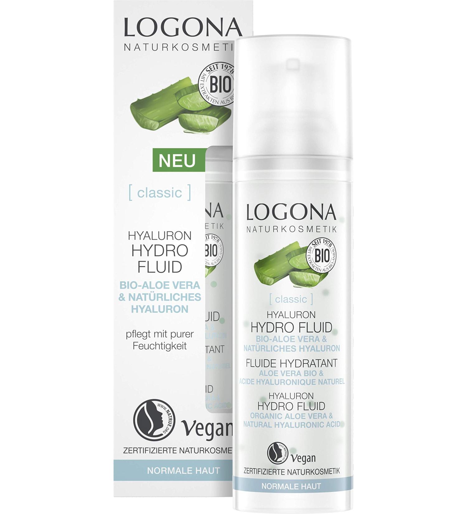 LOGOCOS LOGONA Naturkosmetik Hyaluron serum with highly concentrated organic aloe vera and hyaluronic acid Hydro Fluid intensively hydrates the face natural and vegan facial care 30 - Buy Online on GoSupps.com
