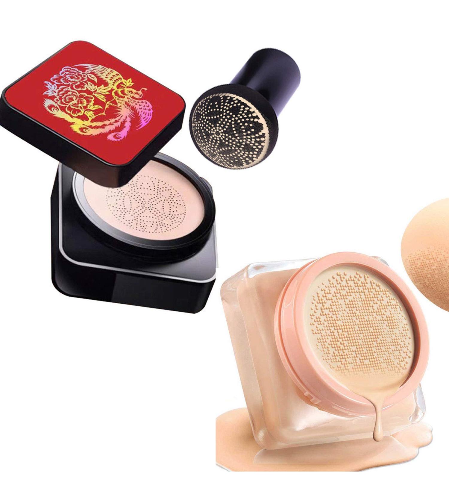 2PCS IVOLY Mushroom Head Air Cushion BB & CC Cream Set - High Coverage Long Lasting Waterproof with Makeup Sponge - Moisturizing Concealer Duo - Buy Online on GoSupps.com