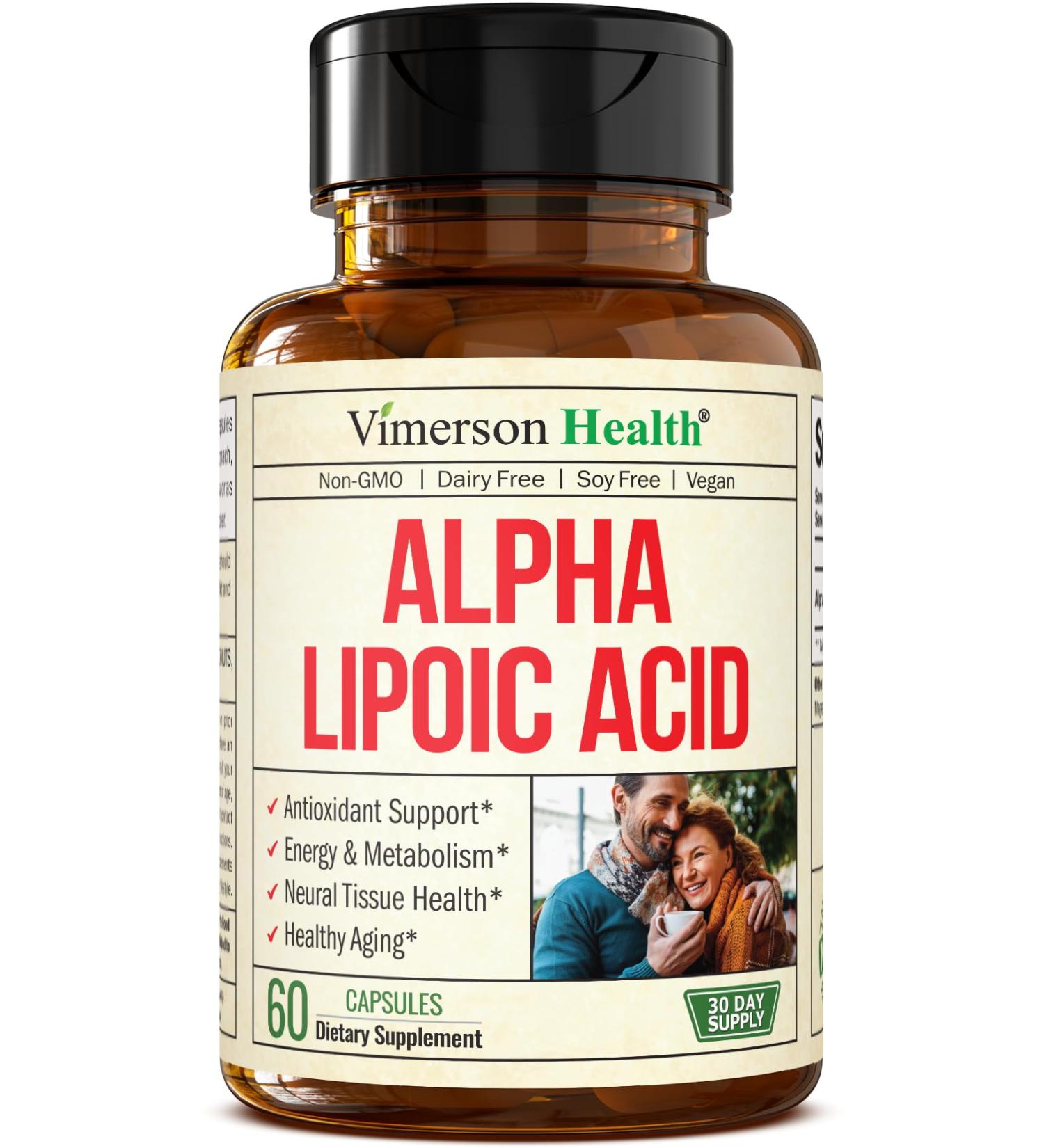 Alpha Lipoic Acid 650mg Vegan Nerve Support Supplement for Inflammation Energy & Antioxidant Health - 60 Capsules Made in the USA - Buy Online on GoSupps.com