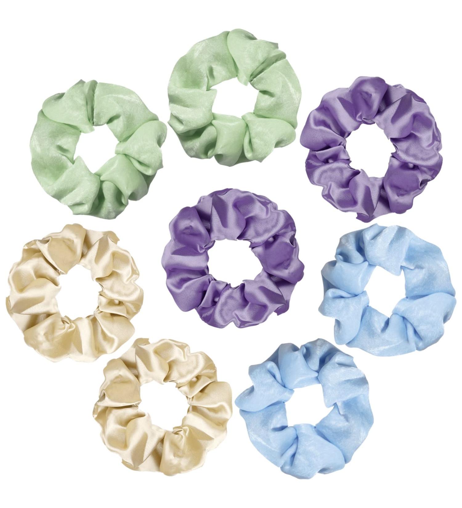 Premium Satin Hair Scrunchies - 8PCS Elastic Bands for Women and Girls - Hair Ties Ponytail Holder - Light Colors - Hair Accessories Gift - Buy Online on GoSupps.com