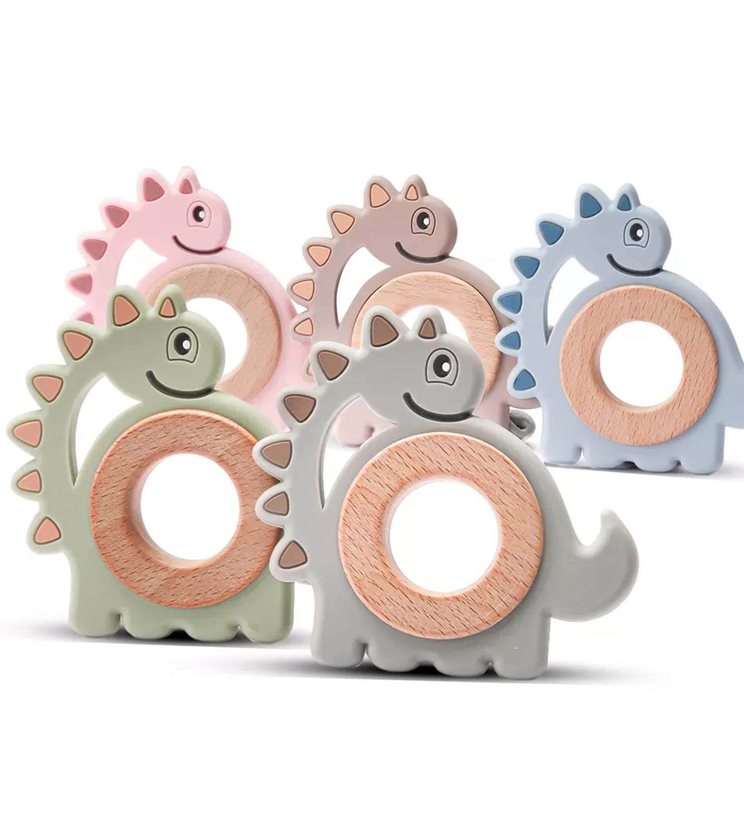 Dinosaurs Bite Ring for Baby | Wooden & Silicone Blue | BPA-Free Teething Toy | Perfect Gift for Newborns | Sustainable & Eco-Friendly - Buy Online on GoSupps.com