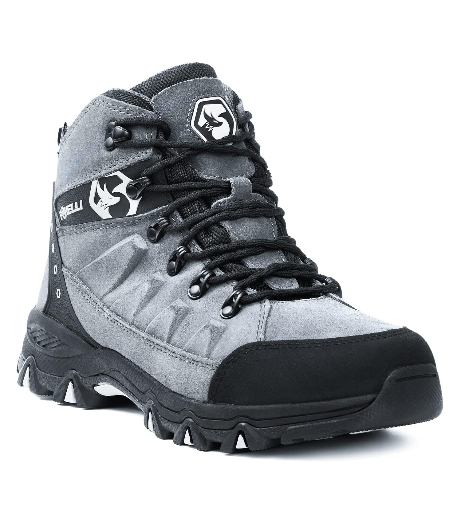 Foxelli Men's Waterproof Suede Hiking Boots - Breathable, Comfortable & Lightweight - Size 9.5 Grey - Buy Online on GoSupps.com