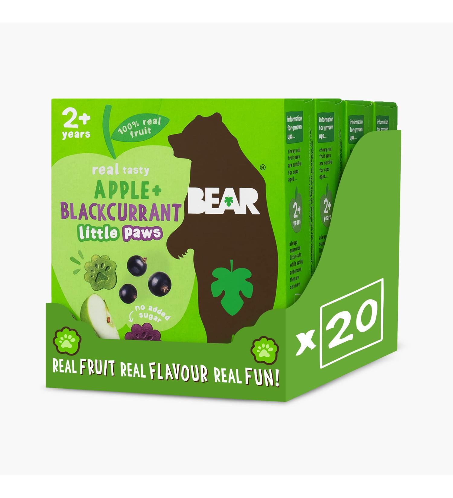  BEAR BEAR Pack of 4 packs of 5 packs of 5 packs of Apple and Blackcurrant Patties For children 2 years and older Healthy 20 g - Buy Online on GoSupps.com