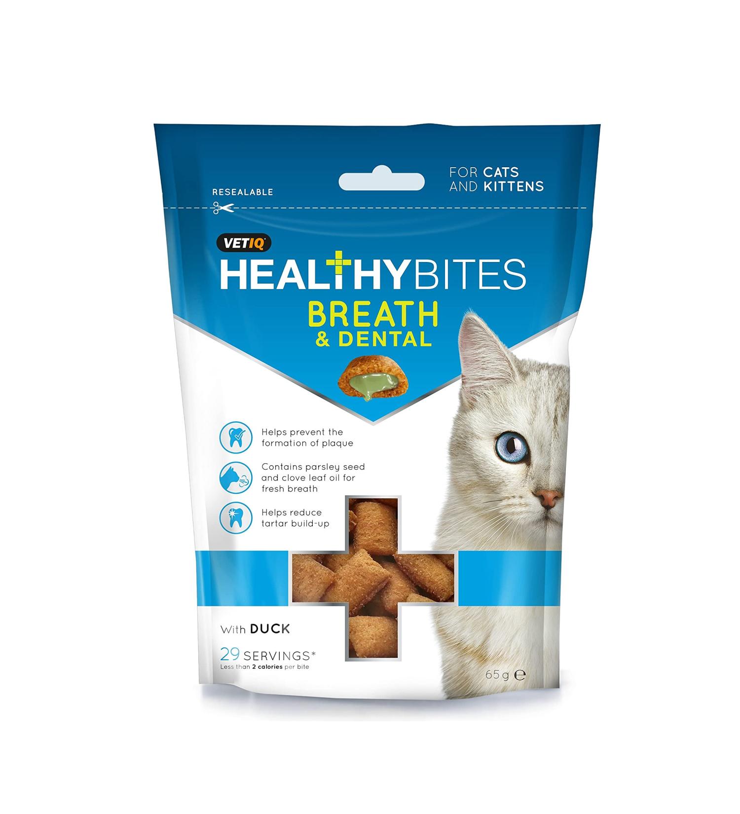 M&C Breath & Dental Healthy Bites Treats for Cats & Kittens (50g) - Buy Online on GoSupps.com