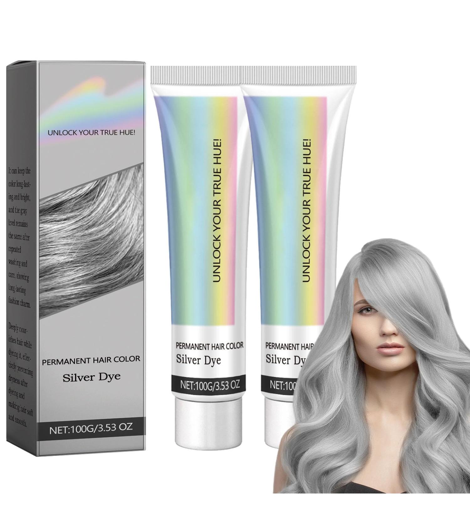  blmcoos Silver hair color 2 in 1 with natural essence extract coloring cream for silver-grey hair with long-lasting grey coverage smoky silver-grey color without - Buy Online on GoSupps.com