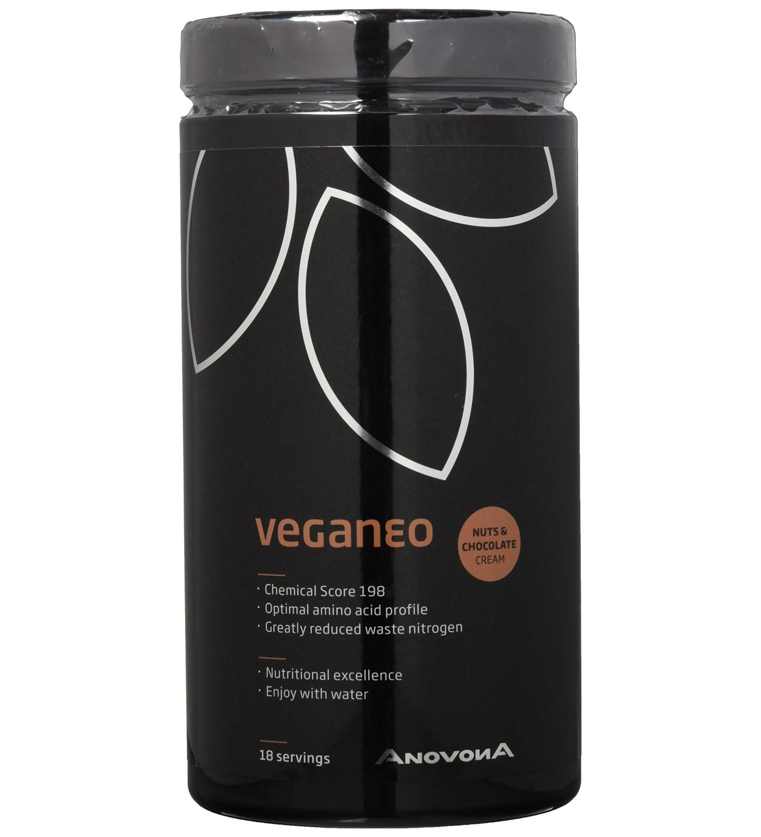 Anovona Vegan Protein Powder Chocolate Nut - EAAs & BCAAs | Sugar & Lactose-Free | 450g Made in Germany | Plant-Based Pea Rice & Soy Isolate - Buy Online on GoSupps.com