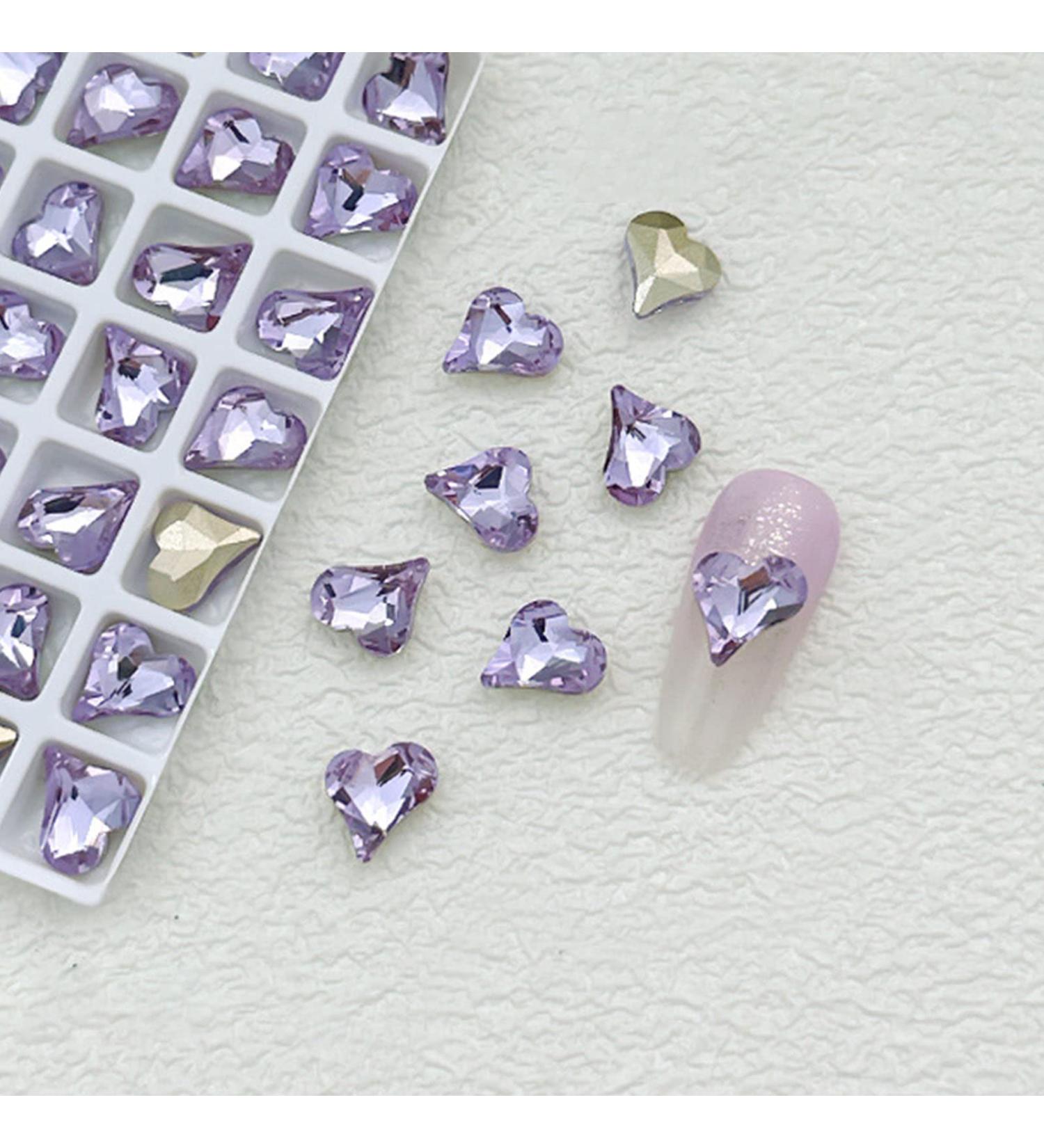 FEIlei 10 Pcs Heart Nail Charms Pointed Back Nail Art Charms Butterfly Nail Rhinestones - Buy Online on GoSupps.com