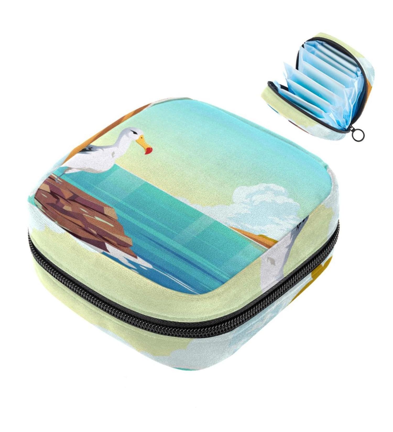 Portable Women's Menstrual Cup & Tampon Storage Bags - Albatros-Vogel Landscape Pattern | Ideal for Teenage Girls - Buy Online on GoSupps.com