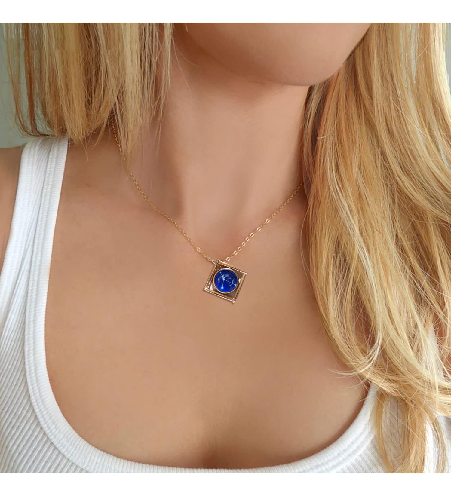 Women's Map Pendant Twelve Necklace Constellation Wild Necklace Simple Personality Clavicle Star Necklaces & Pendants Simulated Diamond Initial Necklace (K One Size) - Buy Online on GoSupps.com