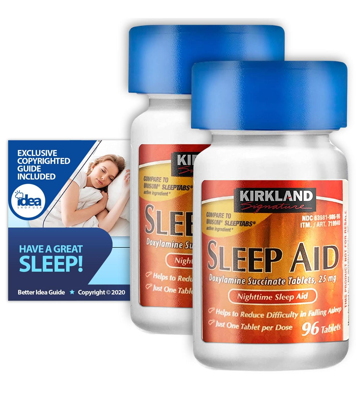 Nighttime Sleep Aid 25mg - Non-Habit Forming Doxylamine - 96 Ct (2 Pack) | Fast-Acting | Bundle with Exclusive Sleep Guide - Buy Online on GoSupps.com