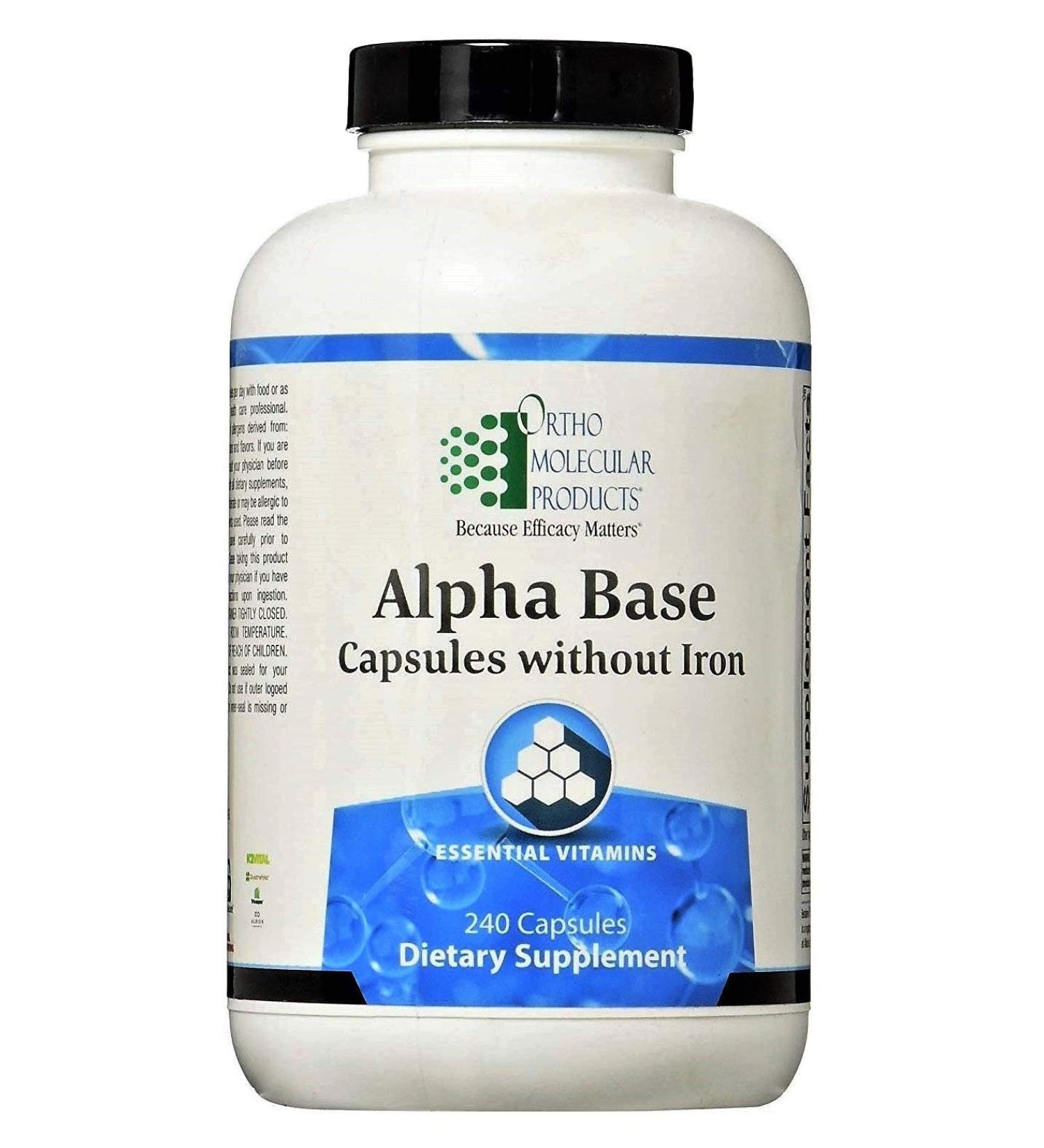 Ortho Molecular Alpha Base Caps Without Iron 240ct - Pack of 1 | Essential Daily Multivitamin Supplement - Buy Online on GoSupps.com