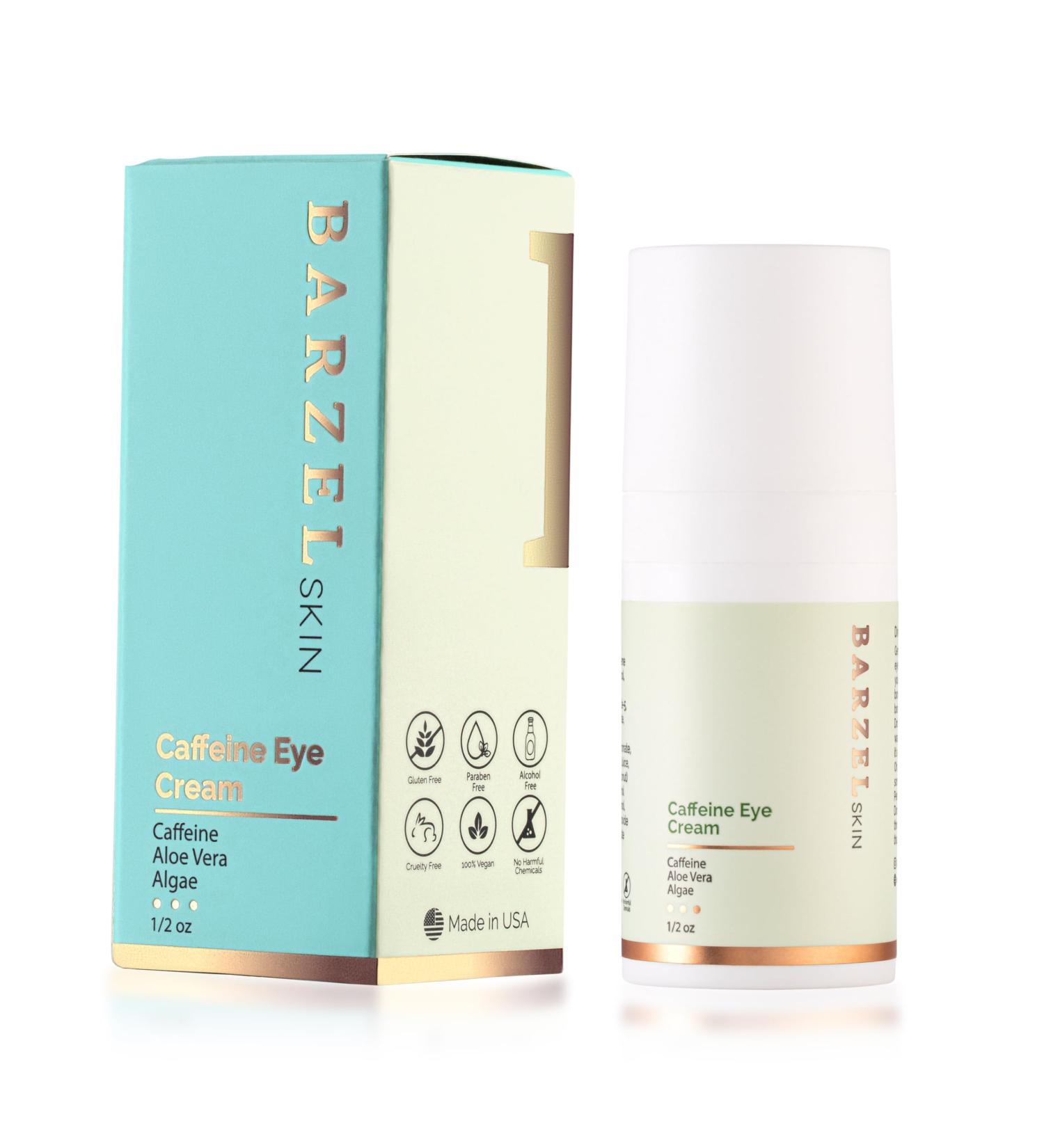 Barzel Caffeine Eye Cream - Best Anti-Aging Treatment for Dark Circles & Puffy Eyes | 1/2 Fl Oz | Made in USA - Buy Online on GoSupps.com