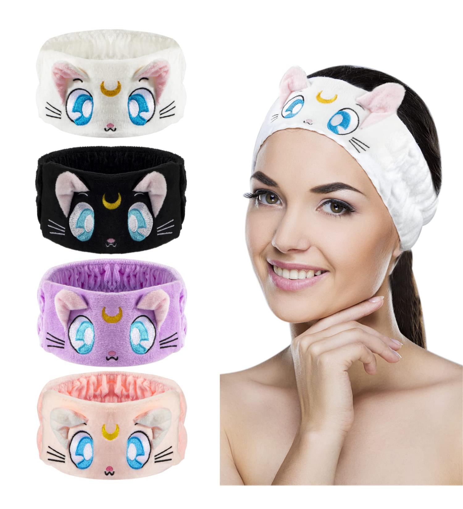 DAANAH Sailor Moon Cat Face Wash Headband Set - 4PCS | Cute & Comfortable Spa Headbands for Women - Buy Online on GoSupps.com