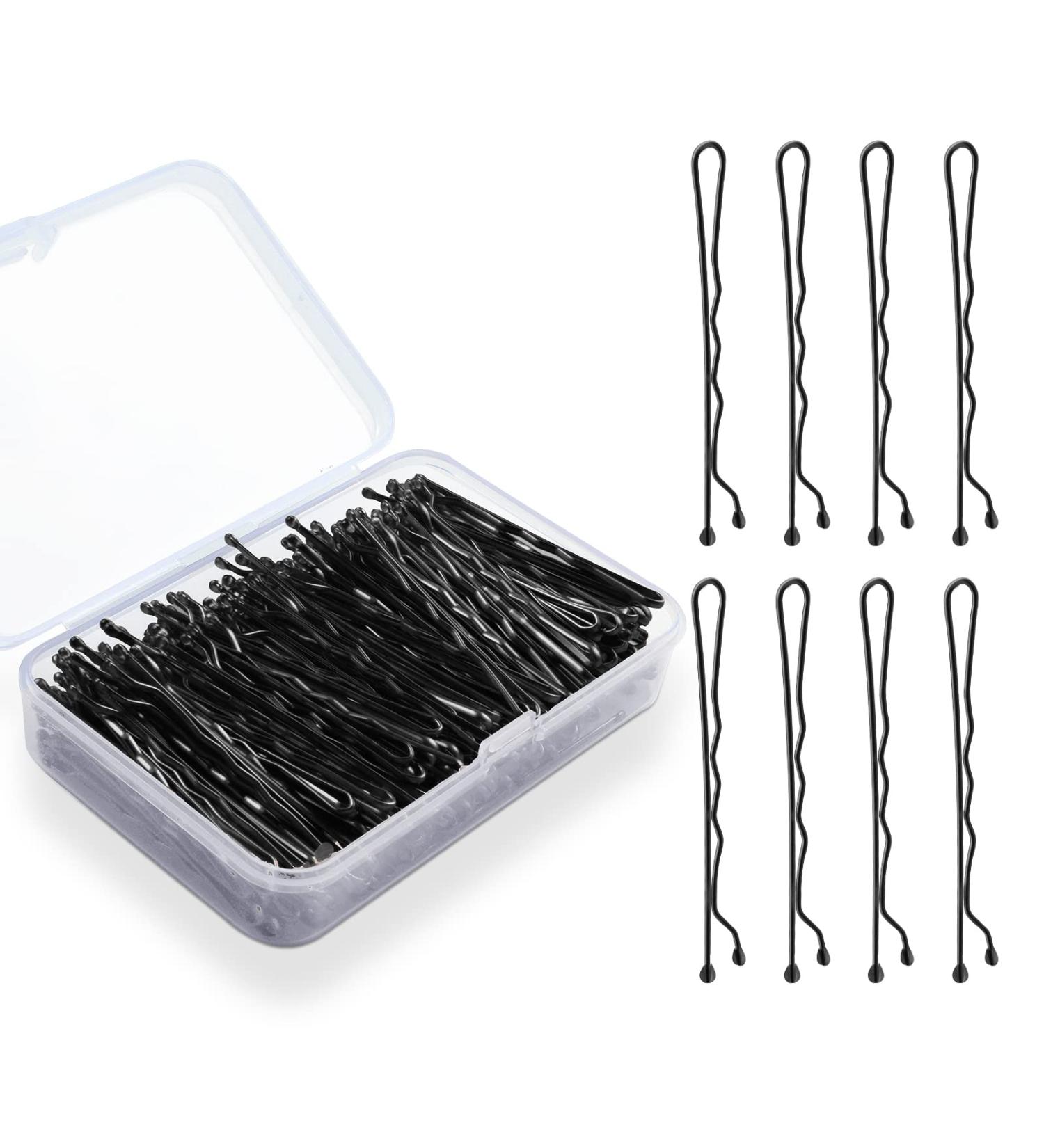 200 Pcs 2 Inch Black Bobby Pins Kit for Hair | Invisible U Hair Pins for Women, Girls, and Kids with Storage Box - Buy Online on GoSupps.com