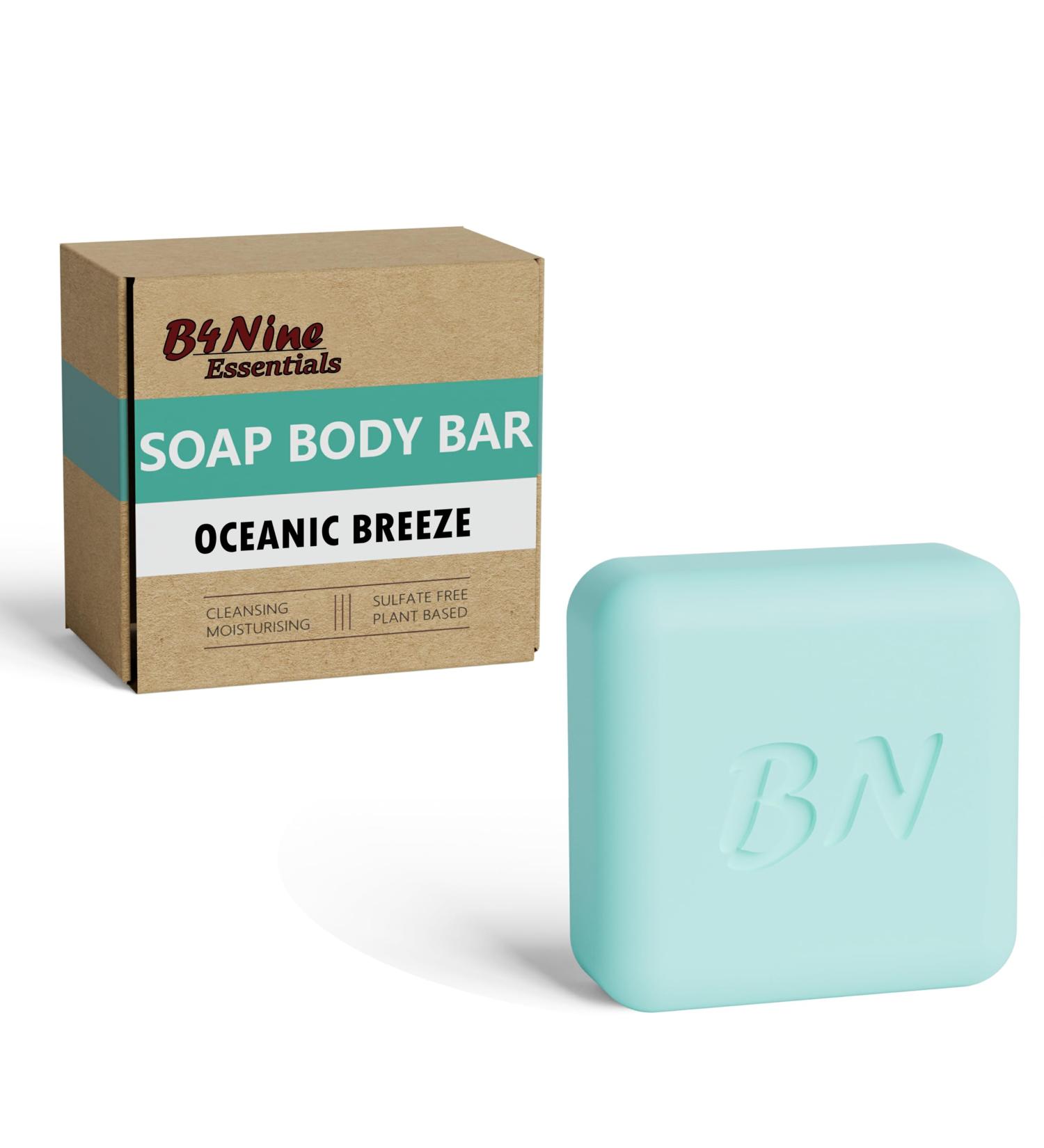 B4Nine Natural Soap Bar - Deep Cleansing & Hydration - Coconut Oil & Cocoa Butter - Oceanic Breeze - Perfect for All Skin Types - 4.5 oz - Buy Online on GoSupps.com