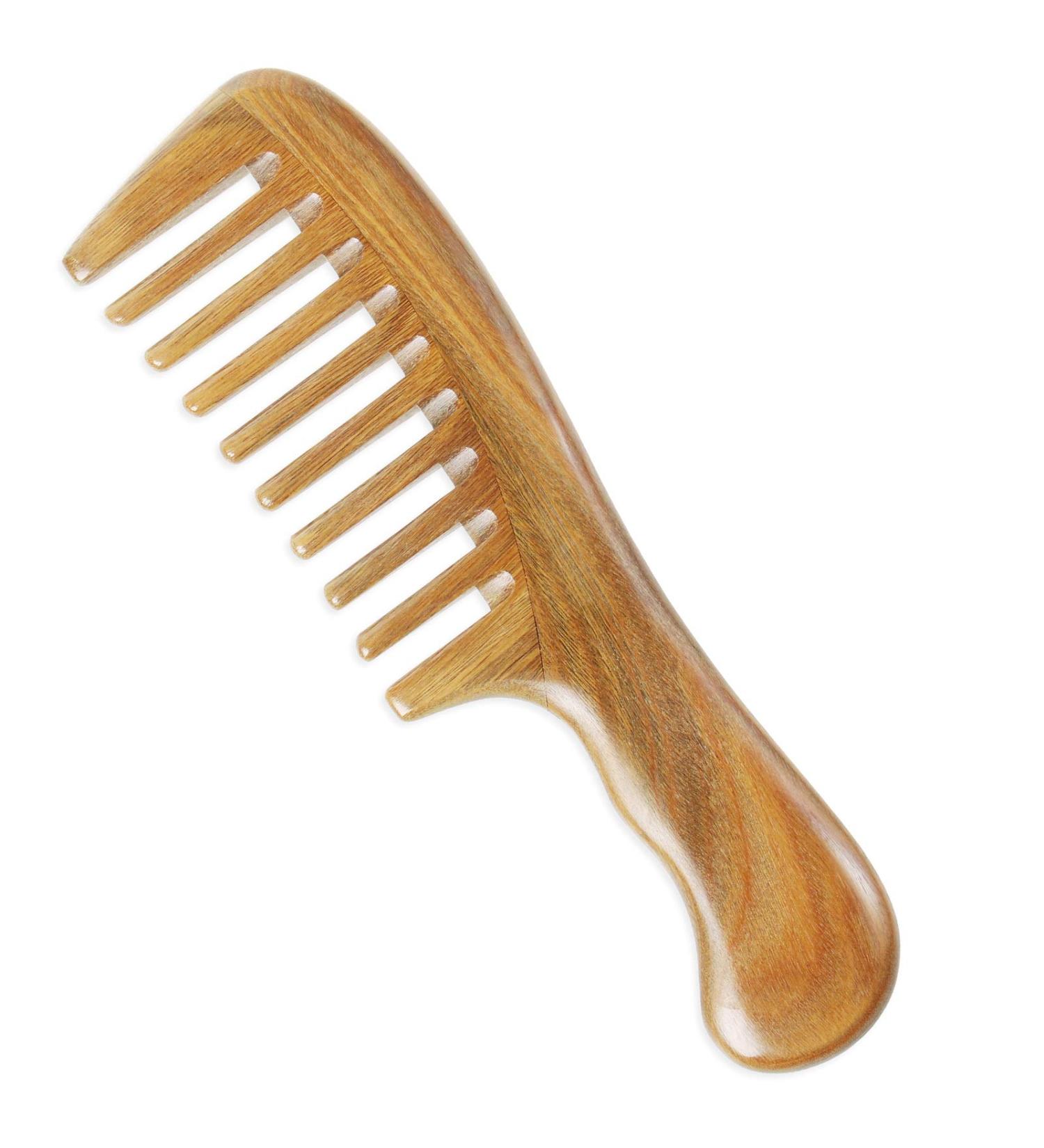 Onedor Handmade 100% Natural Green Sandalwood Hair Comb - Anti-Static Detangler Comb with Sandalwood Scent (Extra Wide Tooth) - Buy Online on GoSupps.com