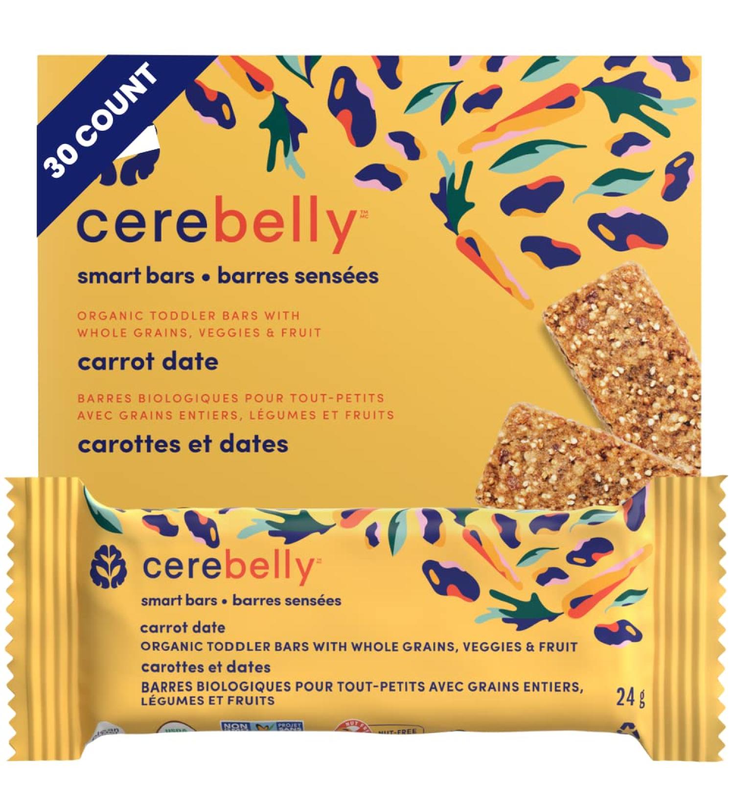 Cerebelly Organic Carrot Date Smart Bar Toddler Snack Bar 30-Pack Carton / Barres sens es carottes et Dates secs emballage de 30 - Buy Online on GoSupps.com