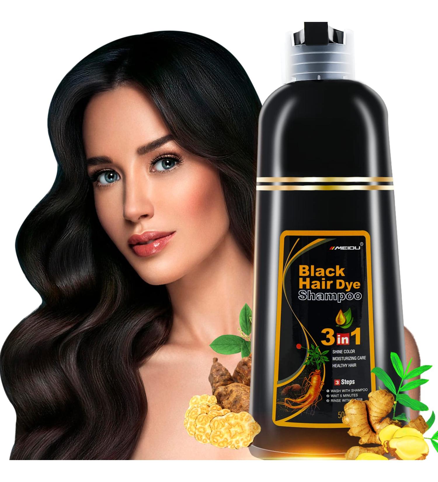 FONDIIA Herbal Brown Hair Color Shampoo 500ML - Instant 3-in-1 Hair Dye for Natural Gray, Brown, and Black Hair Coloring - 15-Minute Refreshing Formula - Buy Online on GoSupps.com