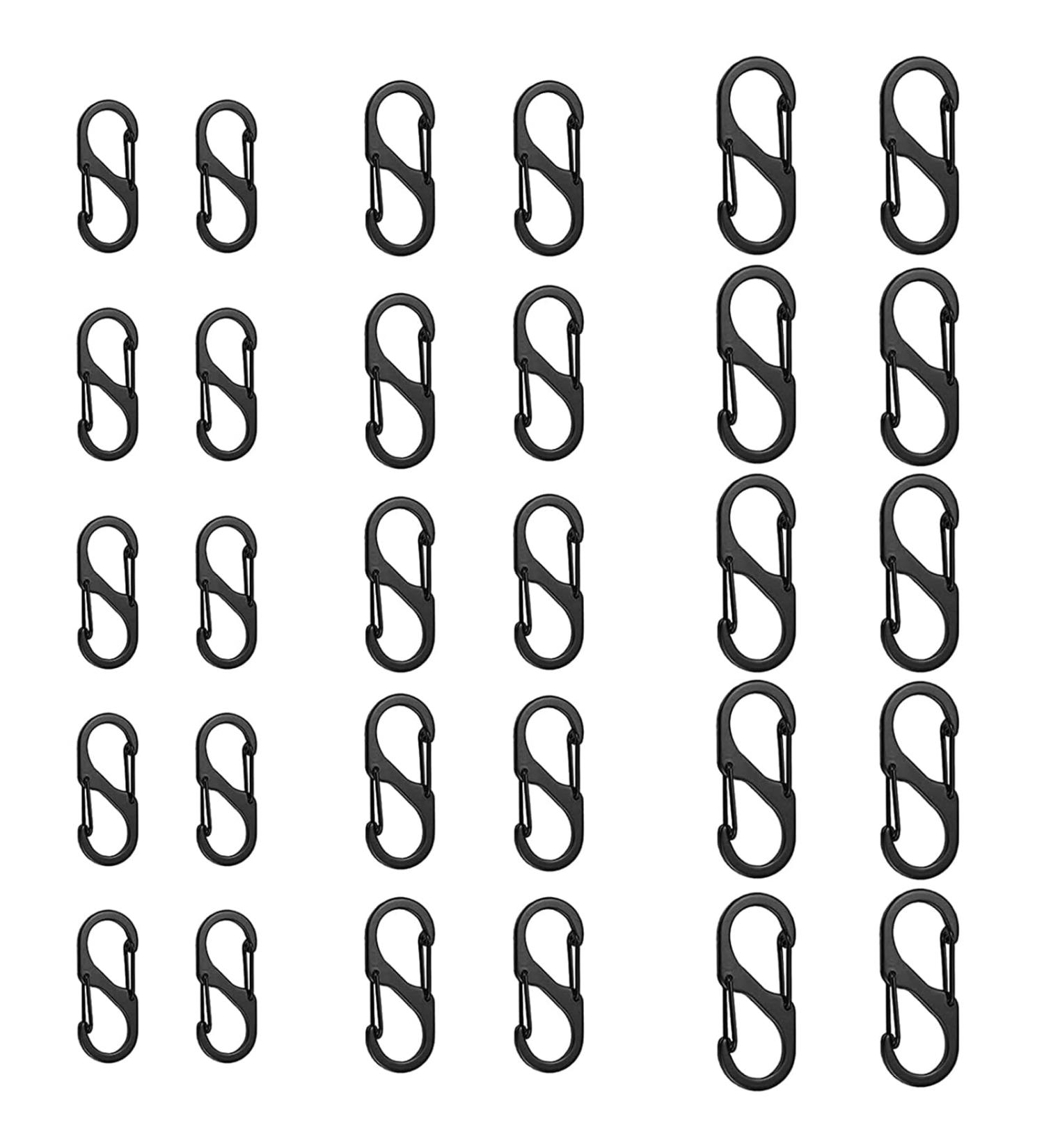 30 Piece S Carabiner Keychain Set | 8-Shaped Mini Black Double Carabiner | High-Quality Waterproof | Perfect for Outdoor Activities Camping Hiking Travel - Buy Online on GoSupps.com