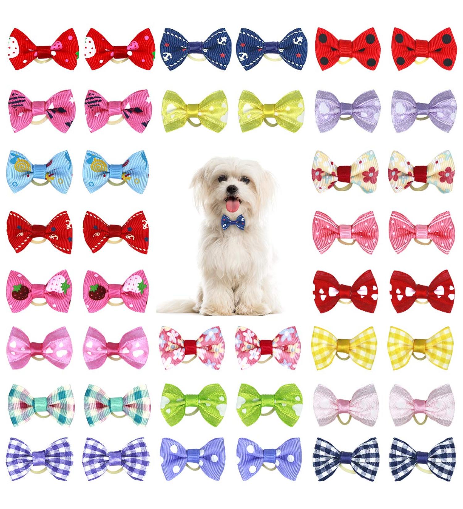 Netspower 50pcs Dog Hair Accessories - Loop Headdress Butterfly Hair Clips & Rubber Bands for Pets - Buy Online on GoSupps.com