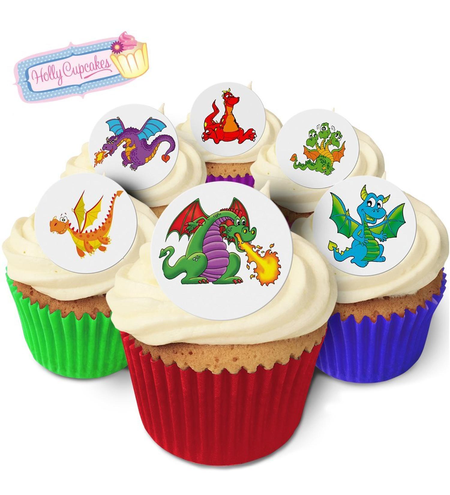 24 Edible Pre-Cut Wafer Round Cake Toppers: Dragons - Buy Online on GoSupps.com