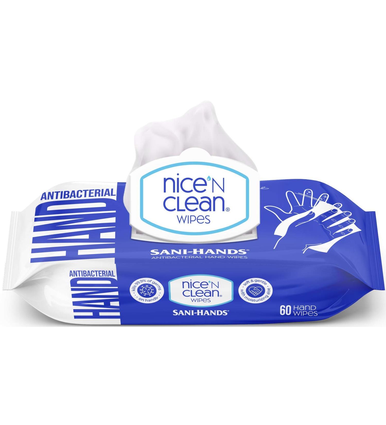 Nice 'N Clean Sensitive Skin Wet Hand Wipes with Aloe - Blue - 60ct x 8 Packs - Buy Online on GoSupps.com