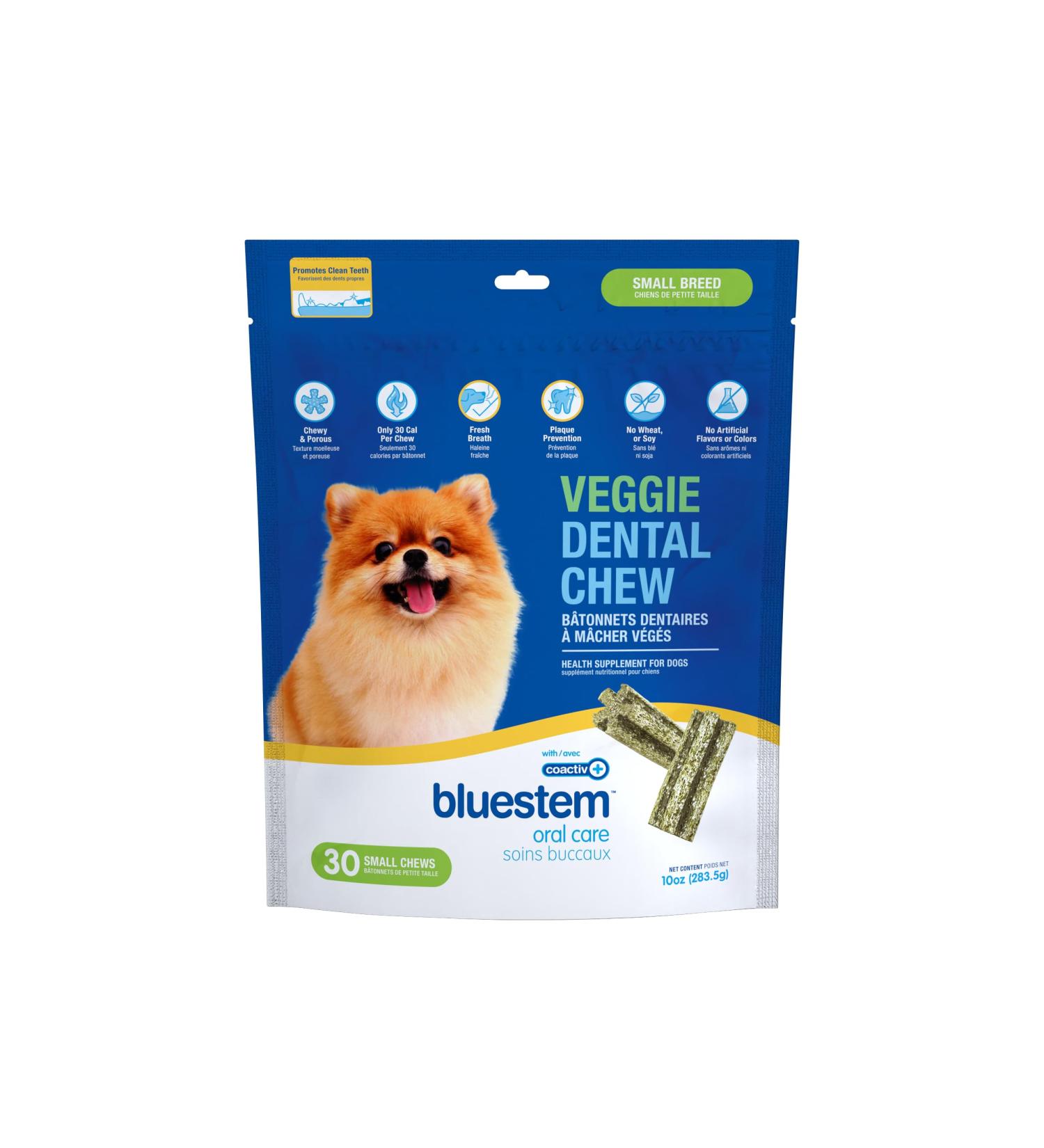 bluestem Veggie Dental Chews for Dogs - Dental Care Dog Treats for Small Breed - Wheat & Soy Free 30 Small Dog Chews - Dog Breath Freshener Treats 1 count (Pack of 1) - Buy Online on GoSupps.com