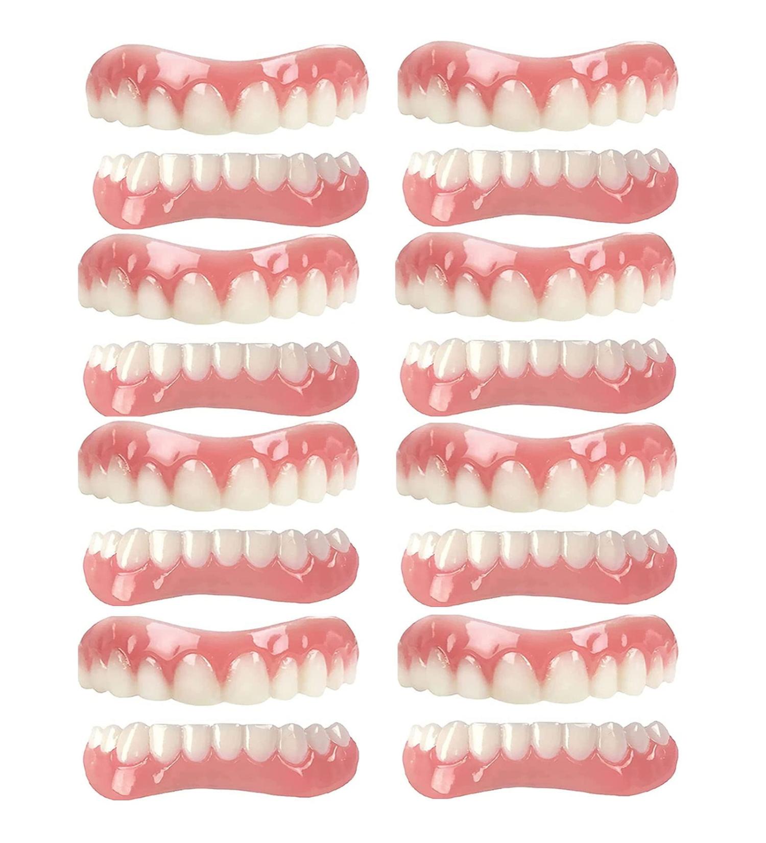 Xzlzmd Pebbles Dentures | Cosmetic Veneer Teeth Prosthesis for Perfect Upper & Lower Jaw | Unisex 8 Pairs - Buy Online on GoSupps.com