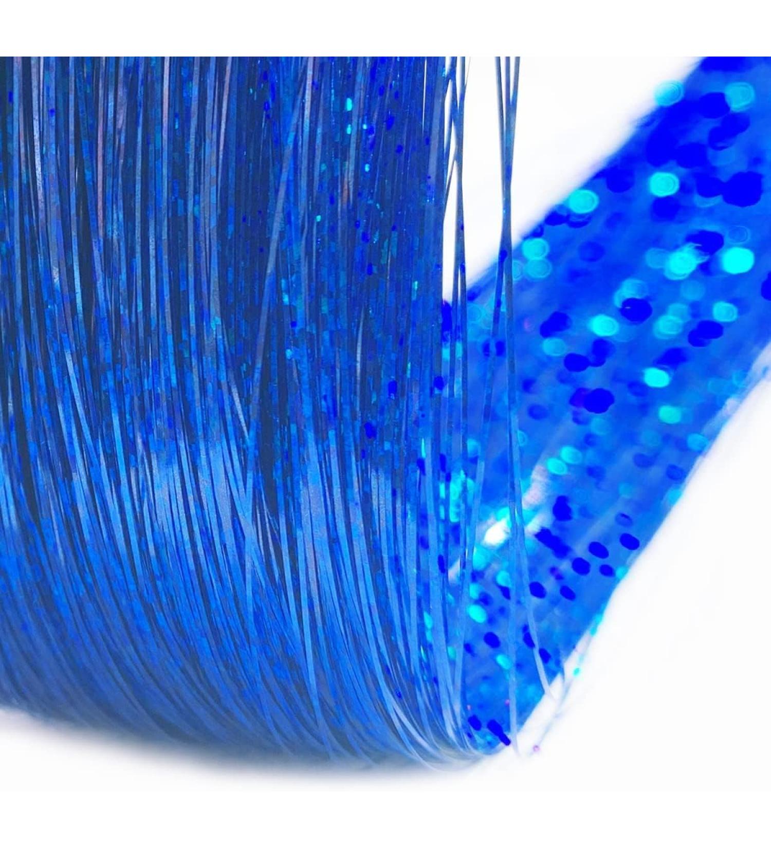 Hair Tinsel Extensions: 250 Strands Dark Blue Fairy Holographic Sparkle Glitter - Straight Hair Accessories for Women and Girls - Buy Online on GoSupps.com
